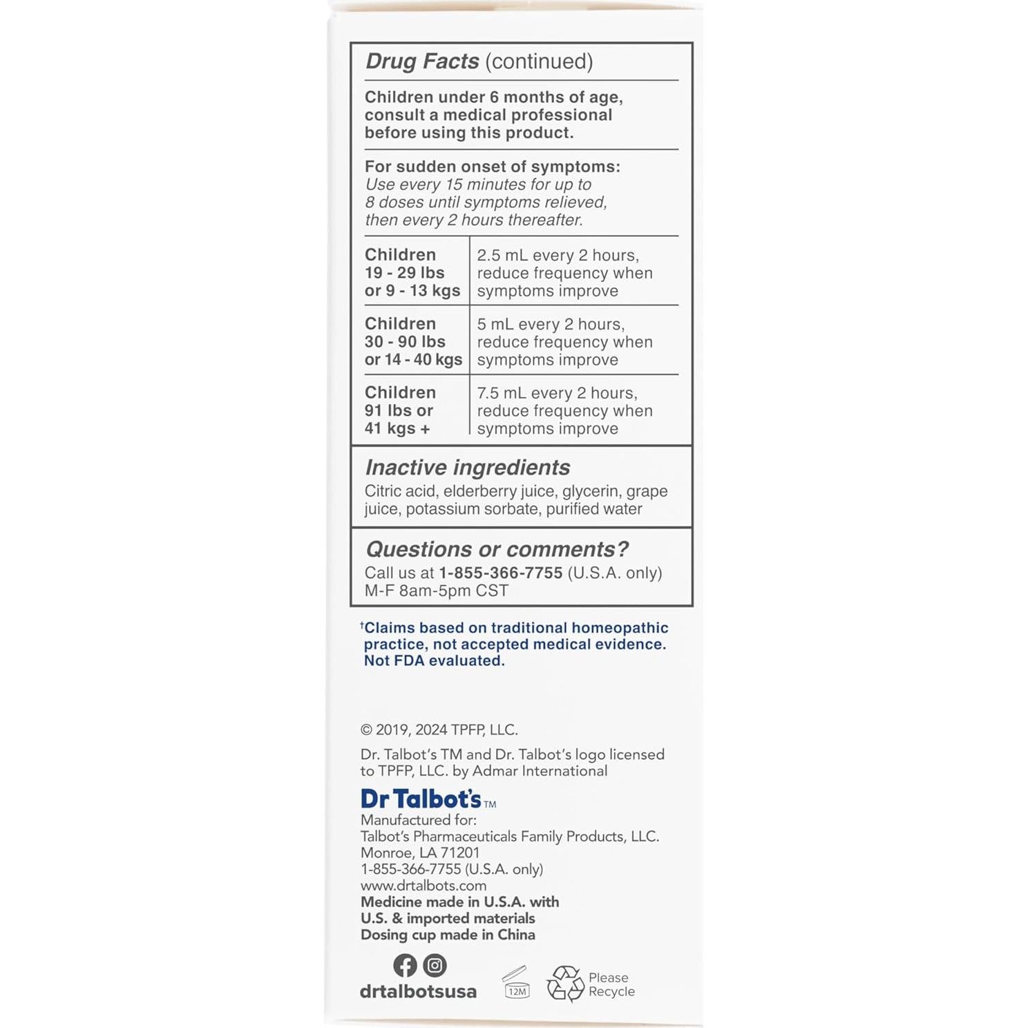 Alivio de la Tos para Niños Dr. Talbot 118 ml Sabor Natural