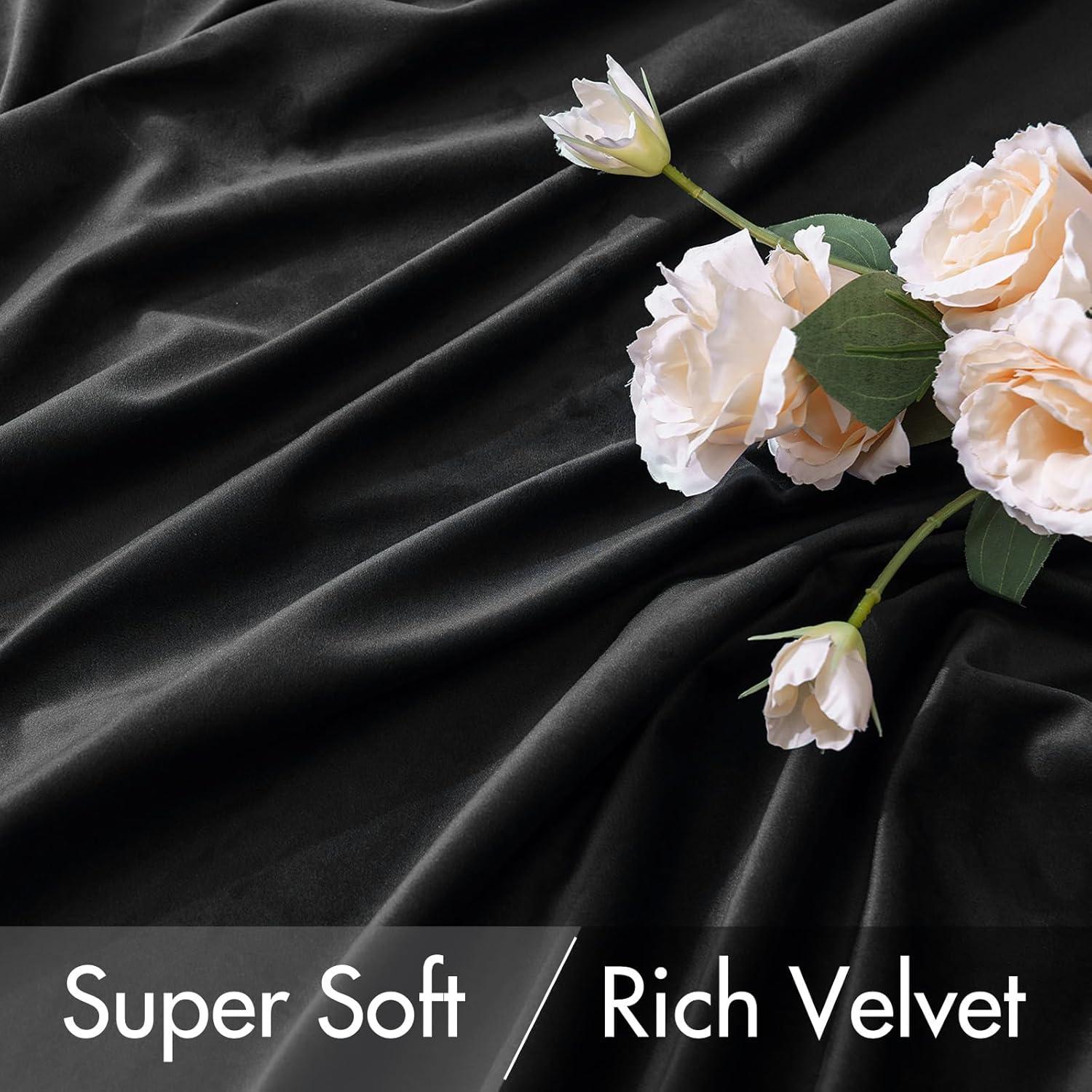 Cortinas de Terciopelo Negro Woaboy 132x213 cm, 2 Paneles