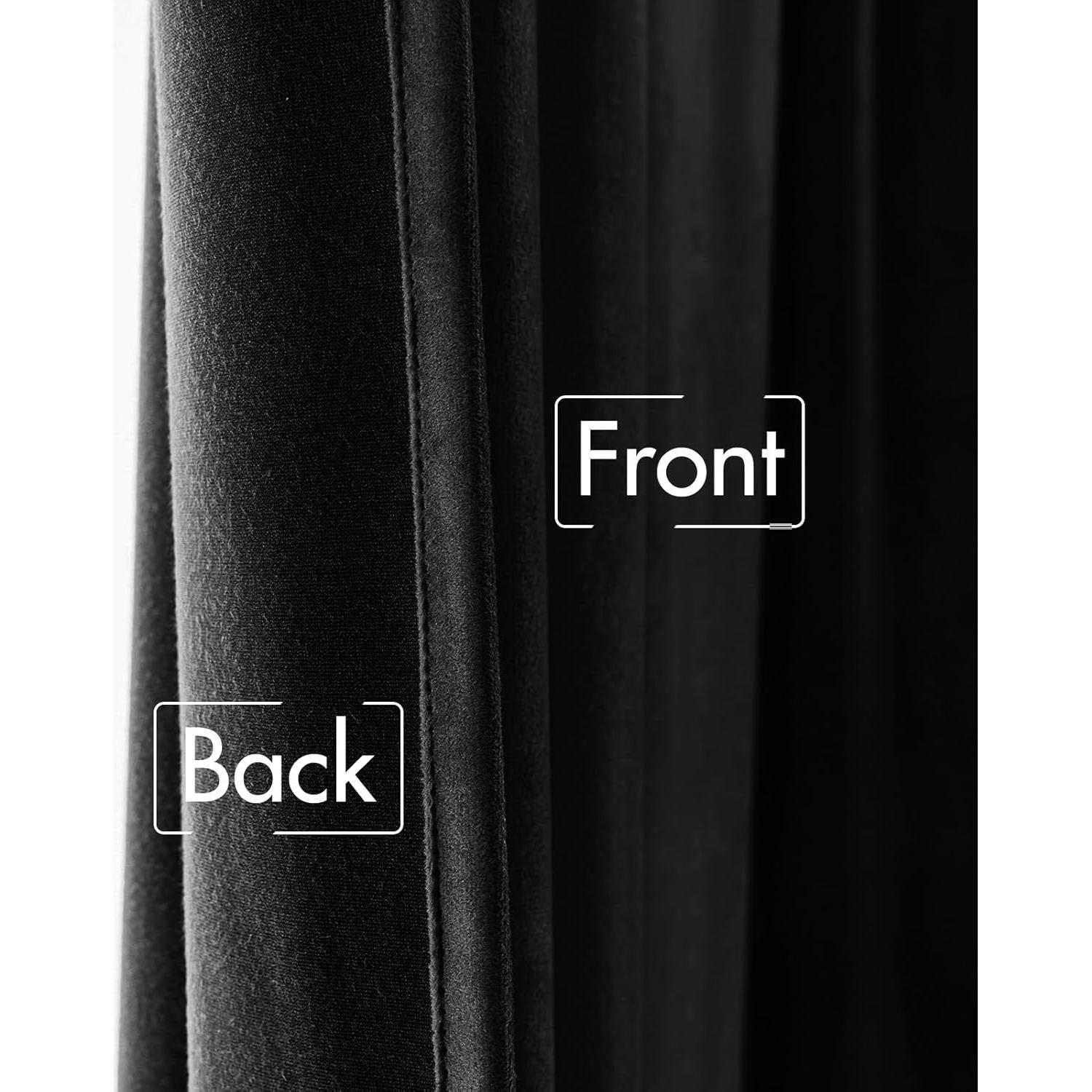 Cortinas de Terciopelo Negro Woaboy 132x213 cm, 2 Paneles