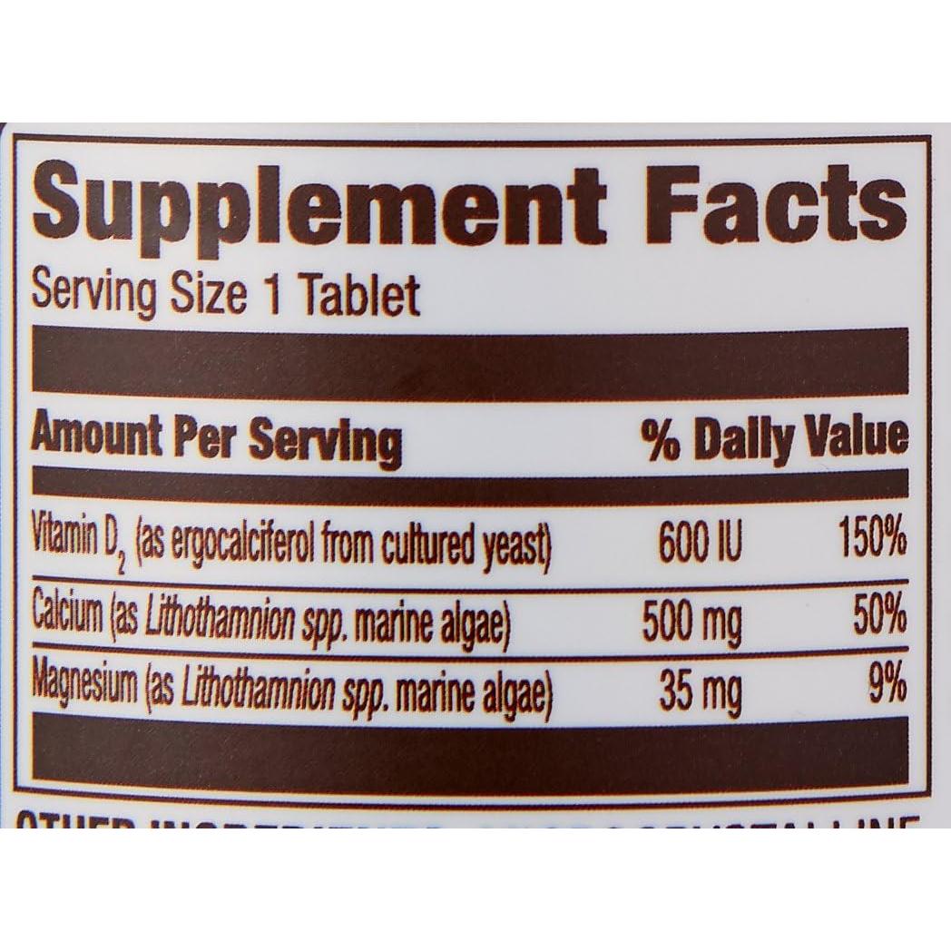 Tabletas de Calcio Veganas Amazon Elements 500mg + D2 600UI