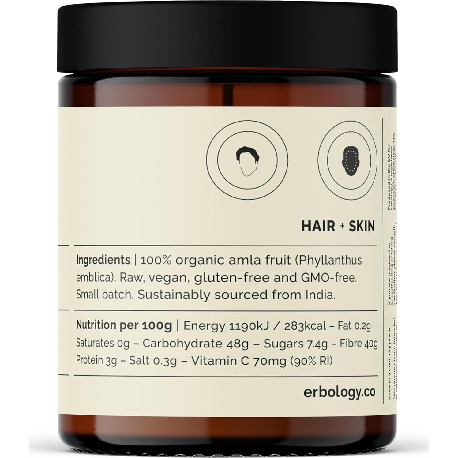 Polvo de Amla Orgánico Erbology 90.7 g - Grosella India - Vitamina C