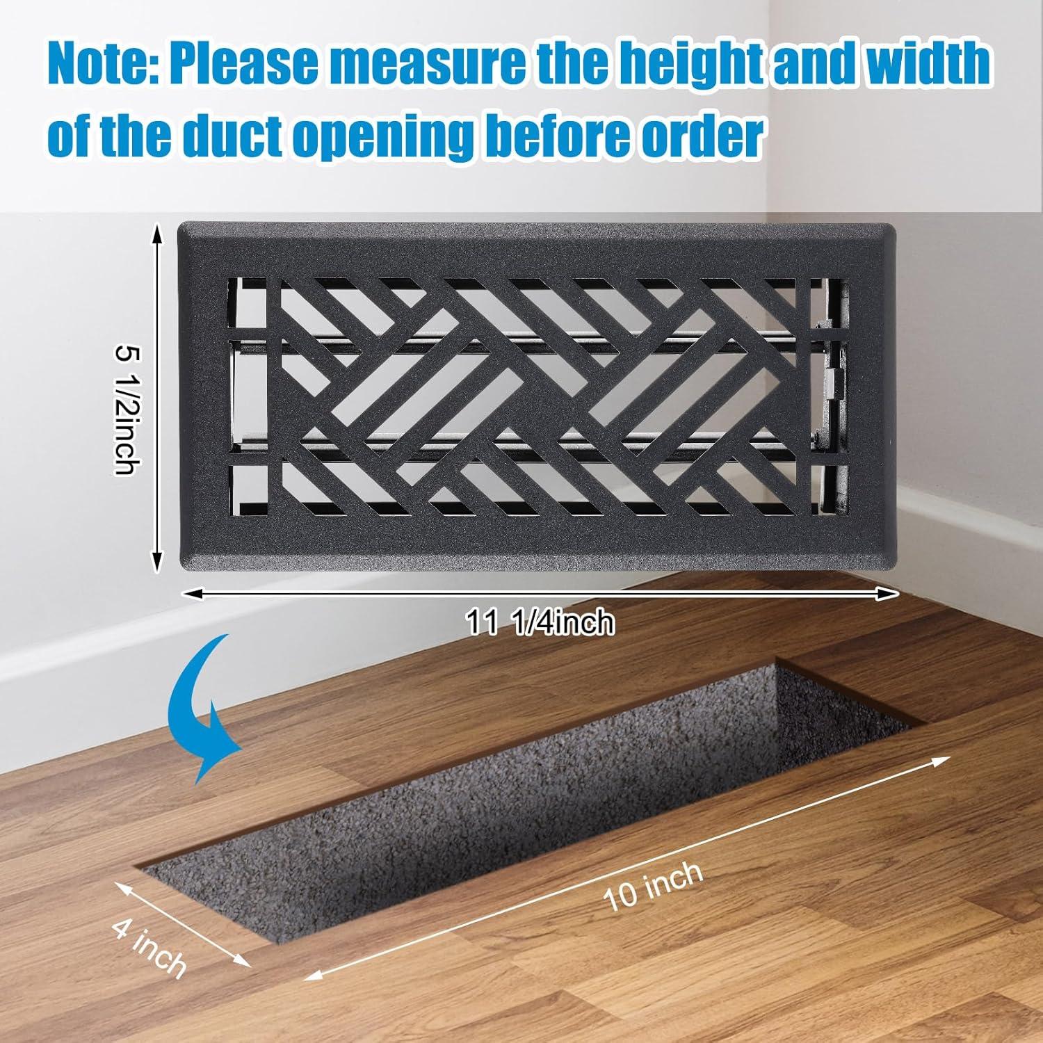 Cubierta de Ventilación de Piso Blulu 10x25 cm Negro Mate