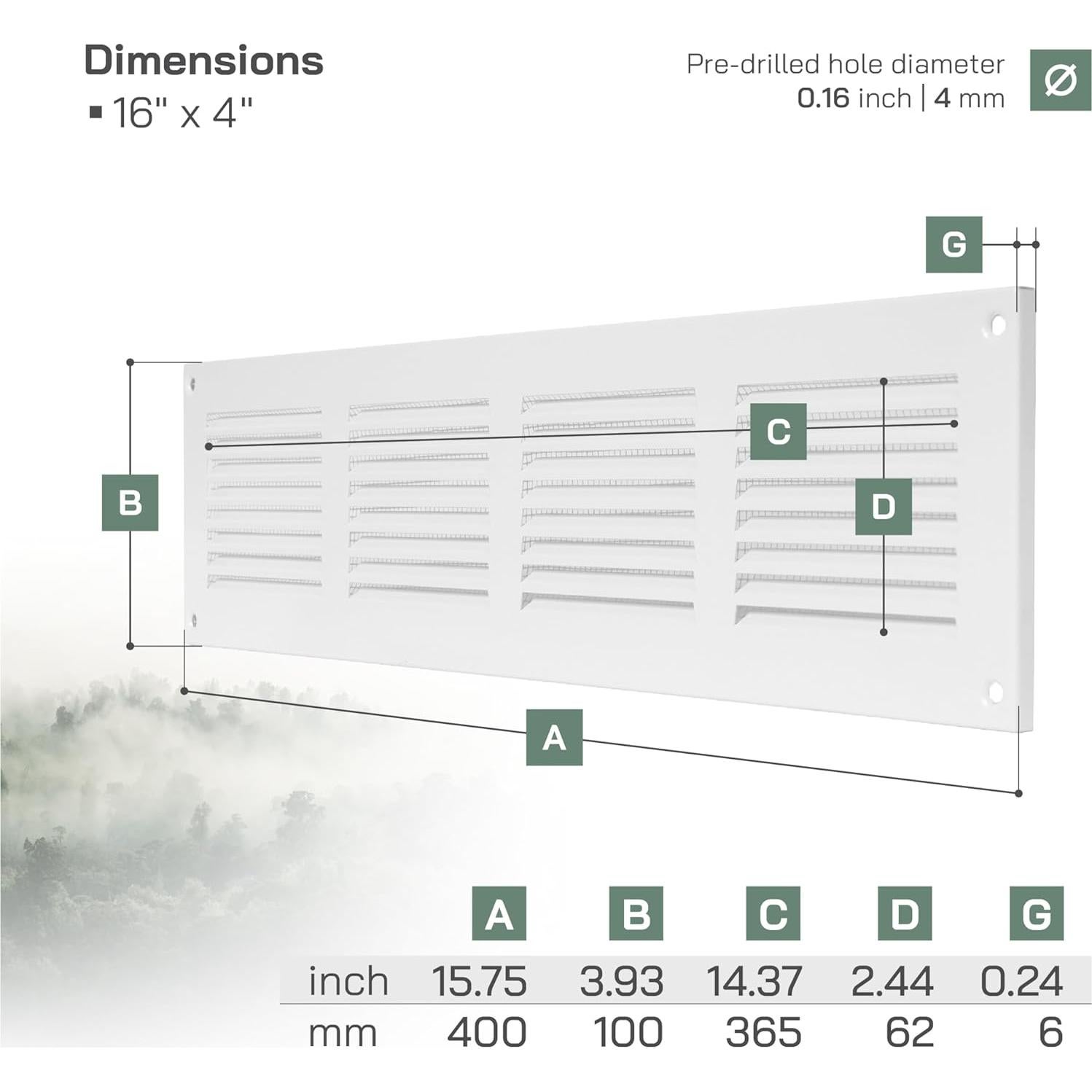 Cubierta de Ventilación de Metal 40 x 10 cm con Protección Insectos