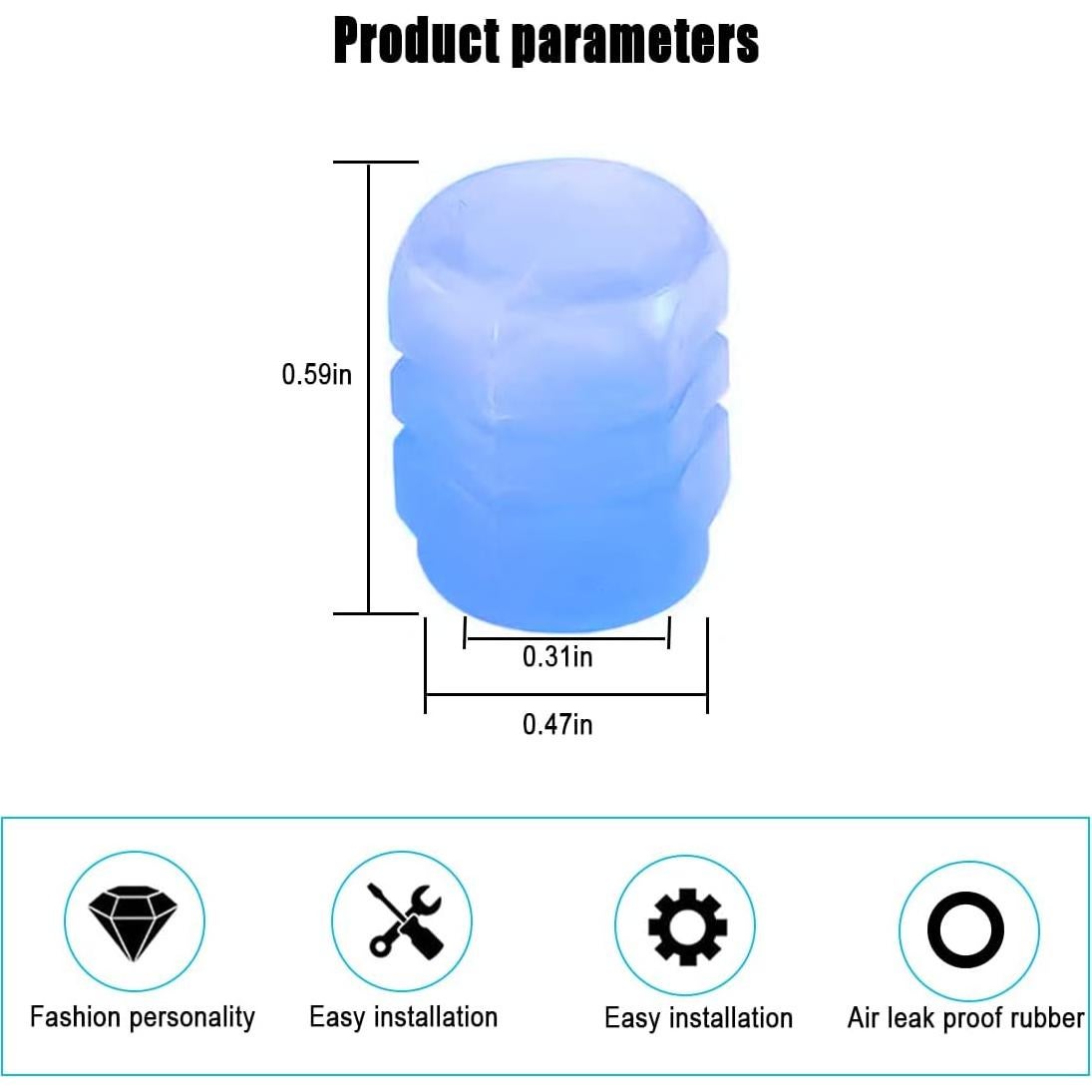 Tapas de Válvula de Neumático YALOK 4PCS Luminosas Azul