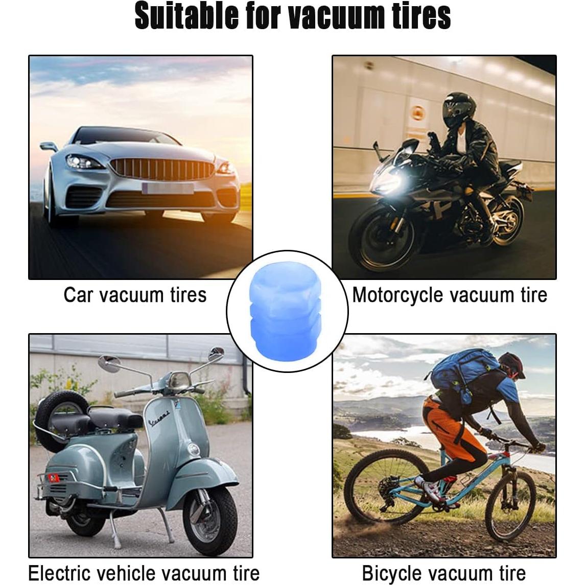 Tapas de Válvula de Neumático YALOK 4PCS Luminosas Azul