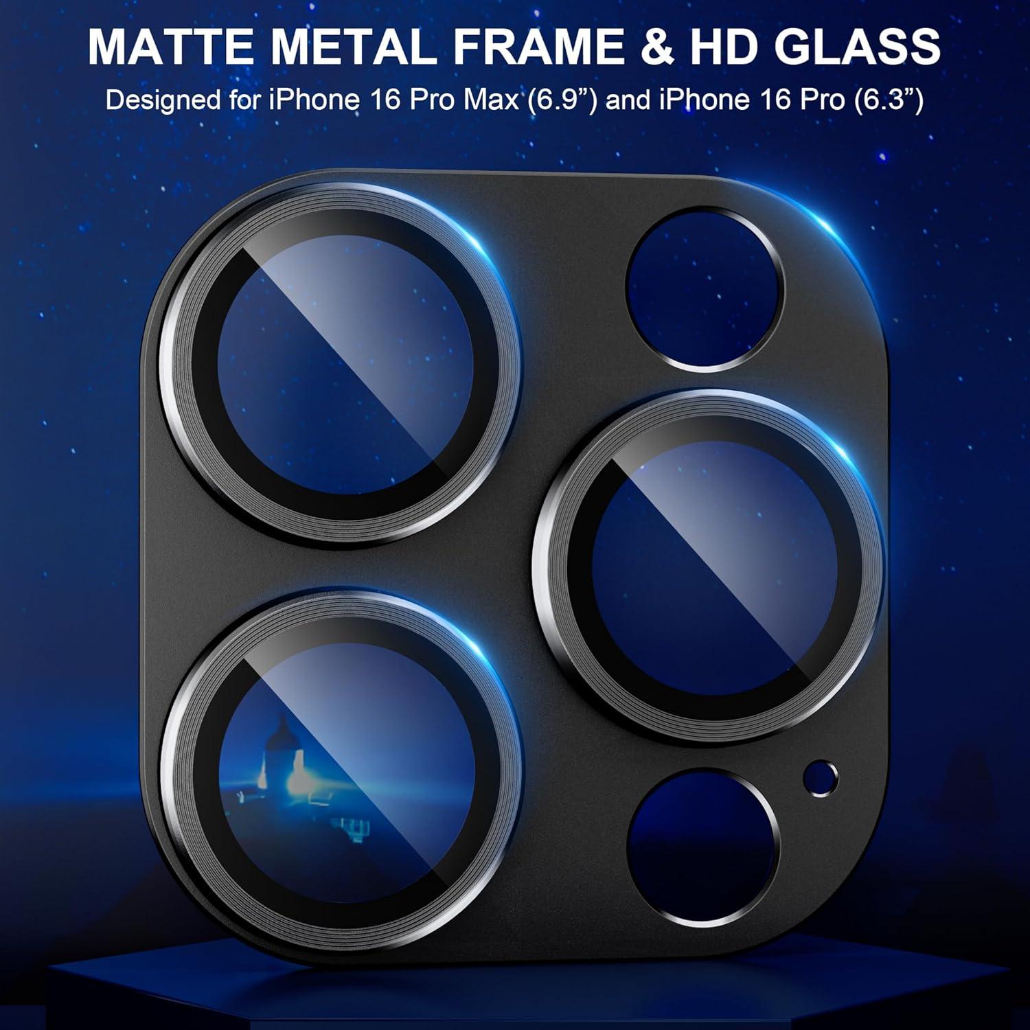 Protector de Lente de Cámara beuxece para iPhone 16 Pro/Max - Metal Mate
