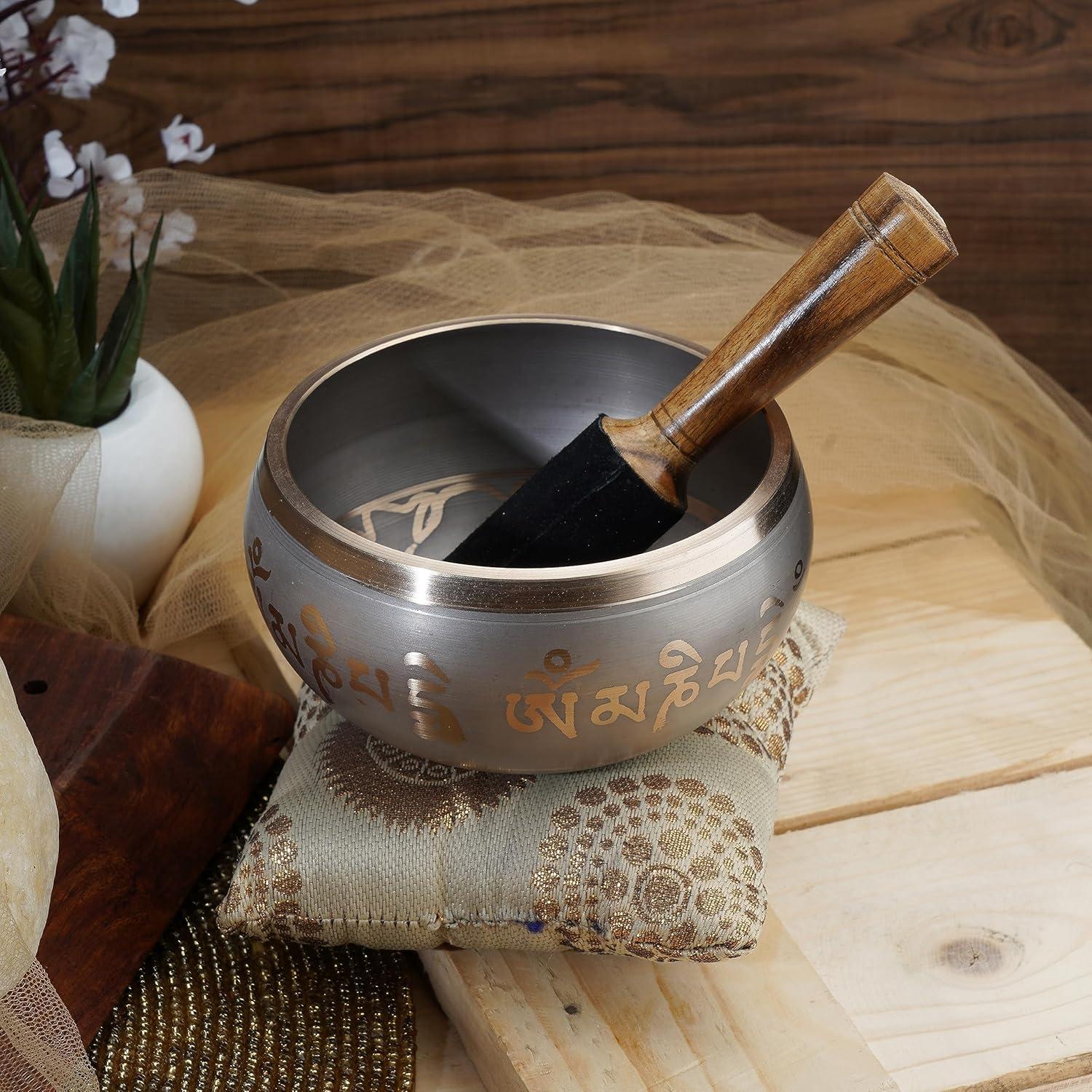 Juego de Cuencos Cantores Tibetanos Ajuny 10.16 cm Beige