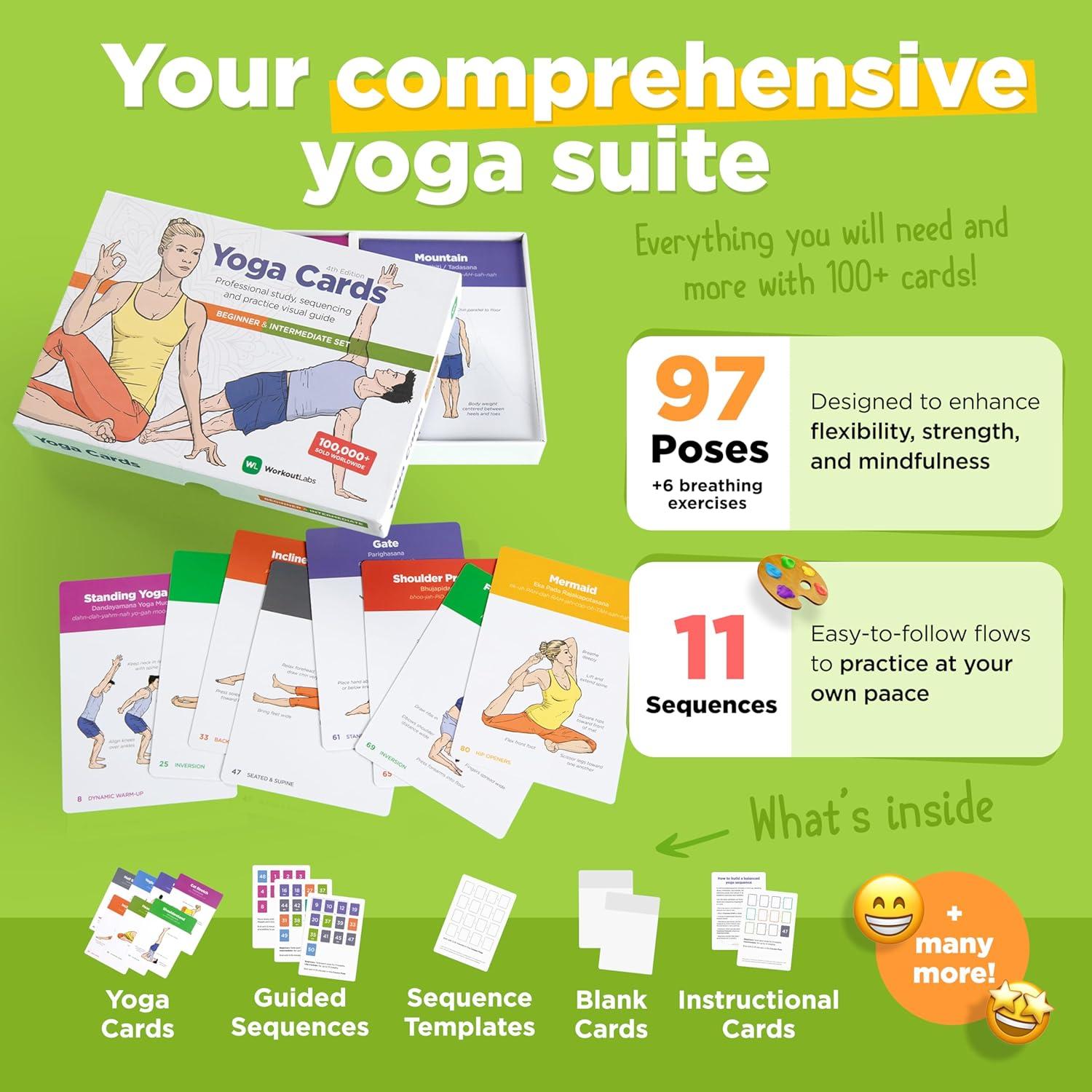 Tarjetas de Yoga WorkoutLabs I y II - Conjunto Completo 116 Piezas