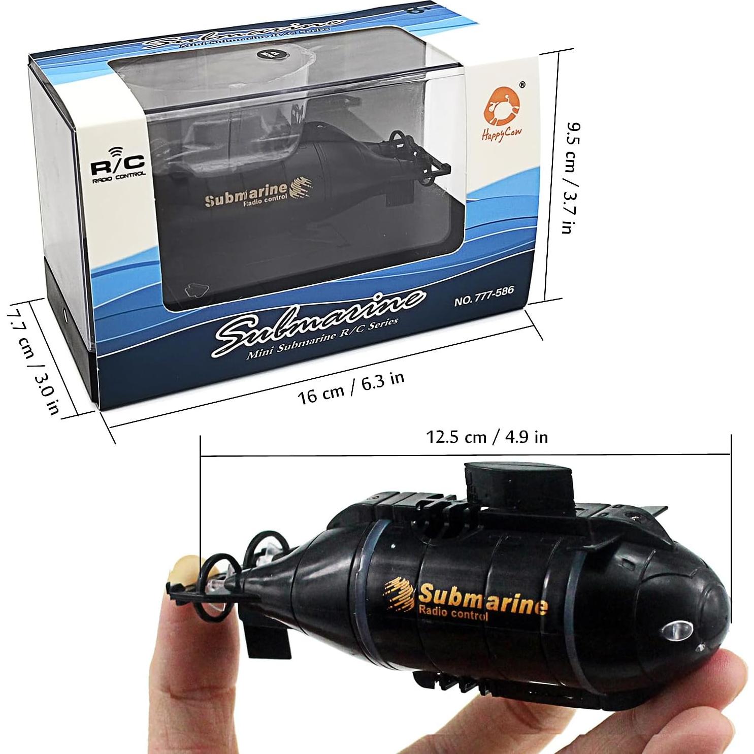 Submarino RC Tipmant Mini Control Remoto Negro 12.4 cm