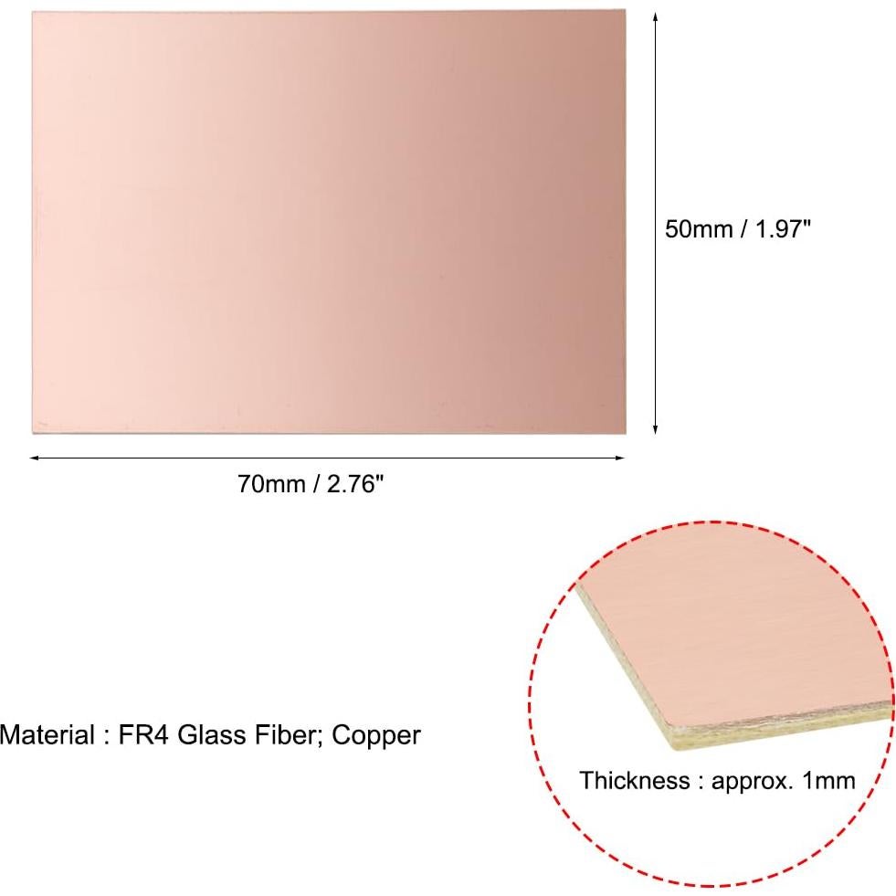 Placa de Circuito PCB Doble Cara uxcell 70x50mm 5pcs