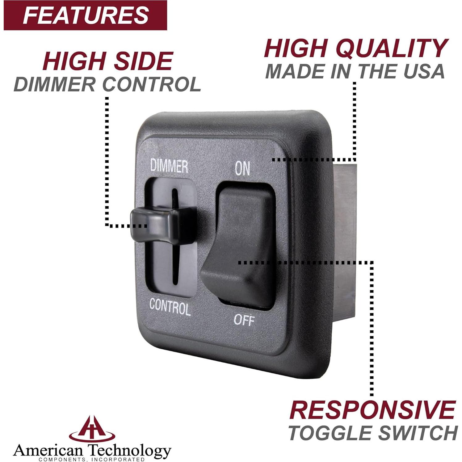 Interruptor Regulador 12V DC Deslizador Grande Negro - RV, Barcos