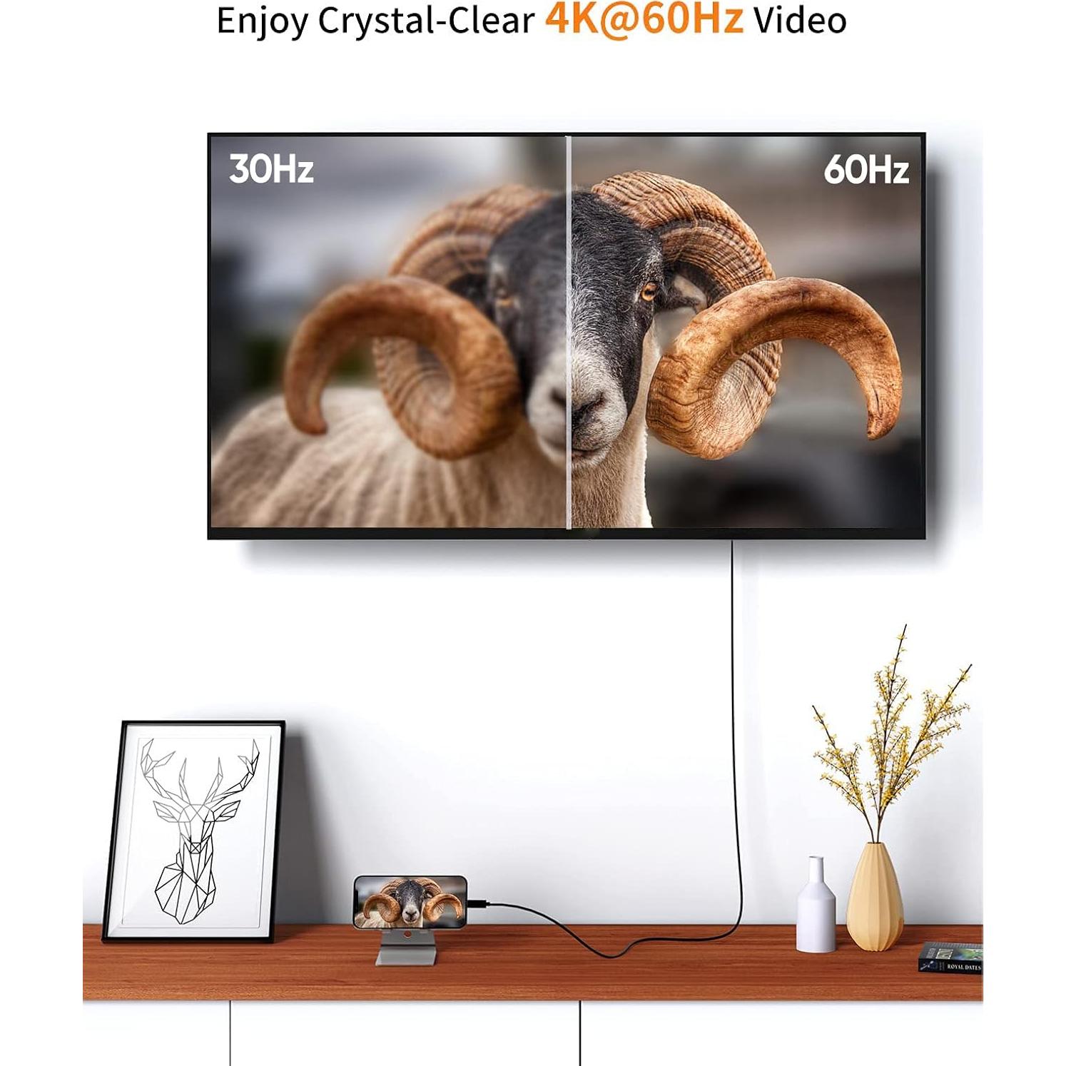 Cable USB C a HDMI 4K@60Hz CableCreation 0.91m Negro