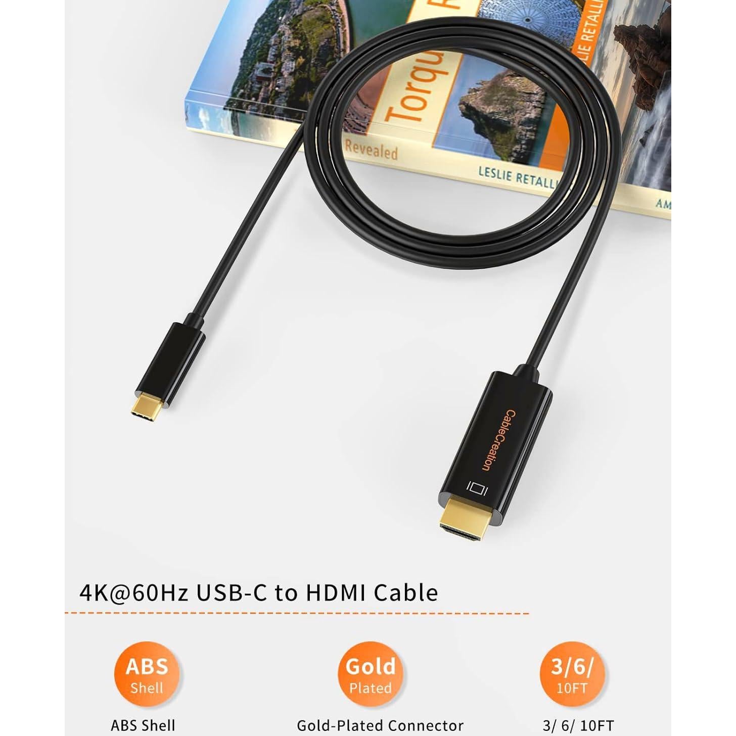 Cable USB C a HDMI 4K@60Hz CableCreation 0.91m Negro