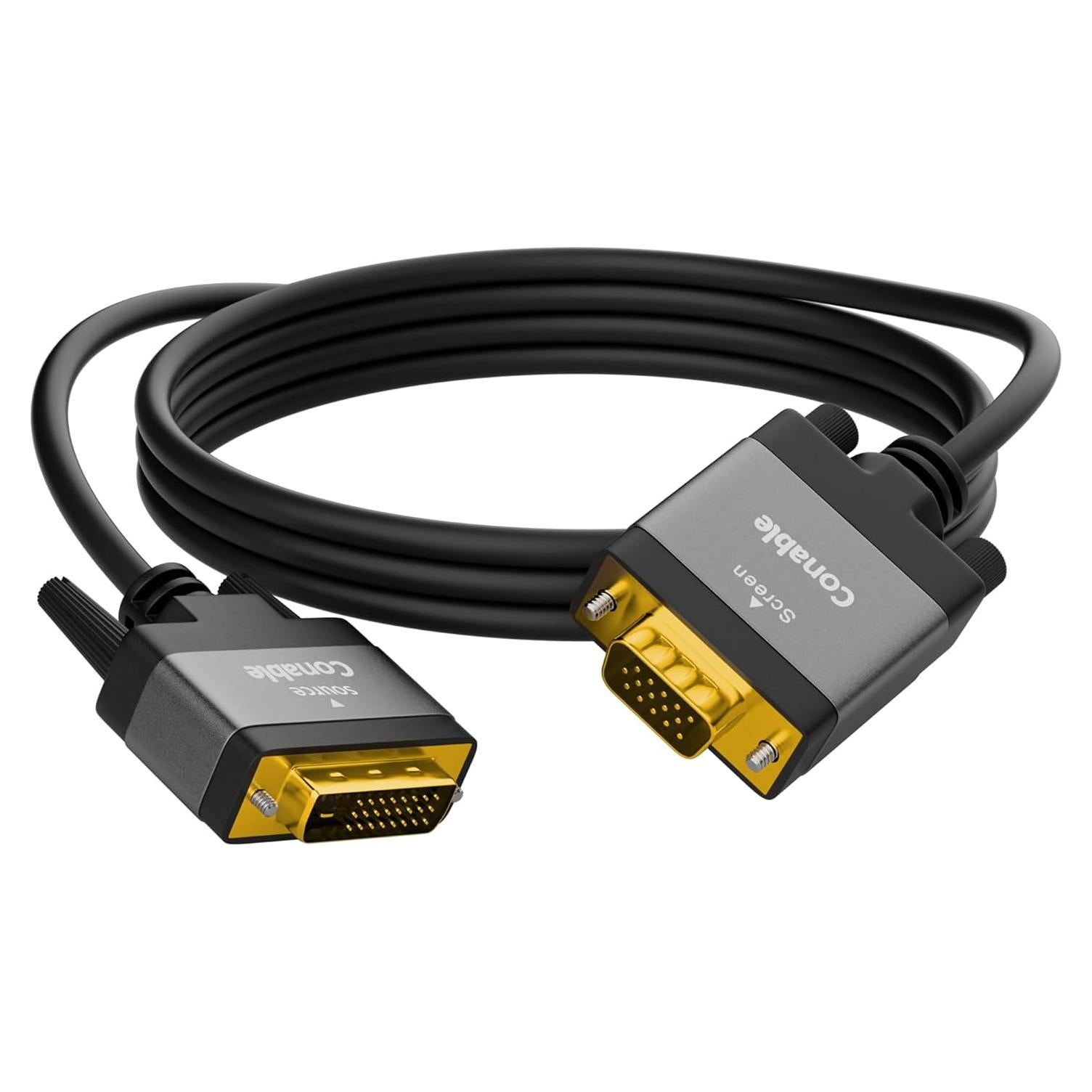 Cable DVI a VGA 1.22 m Conable, 1080P Full HD, Conectores Oro
