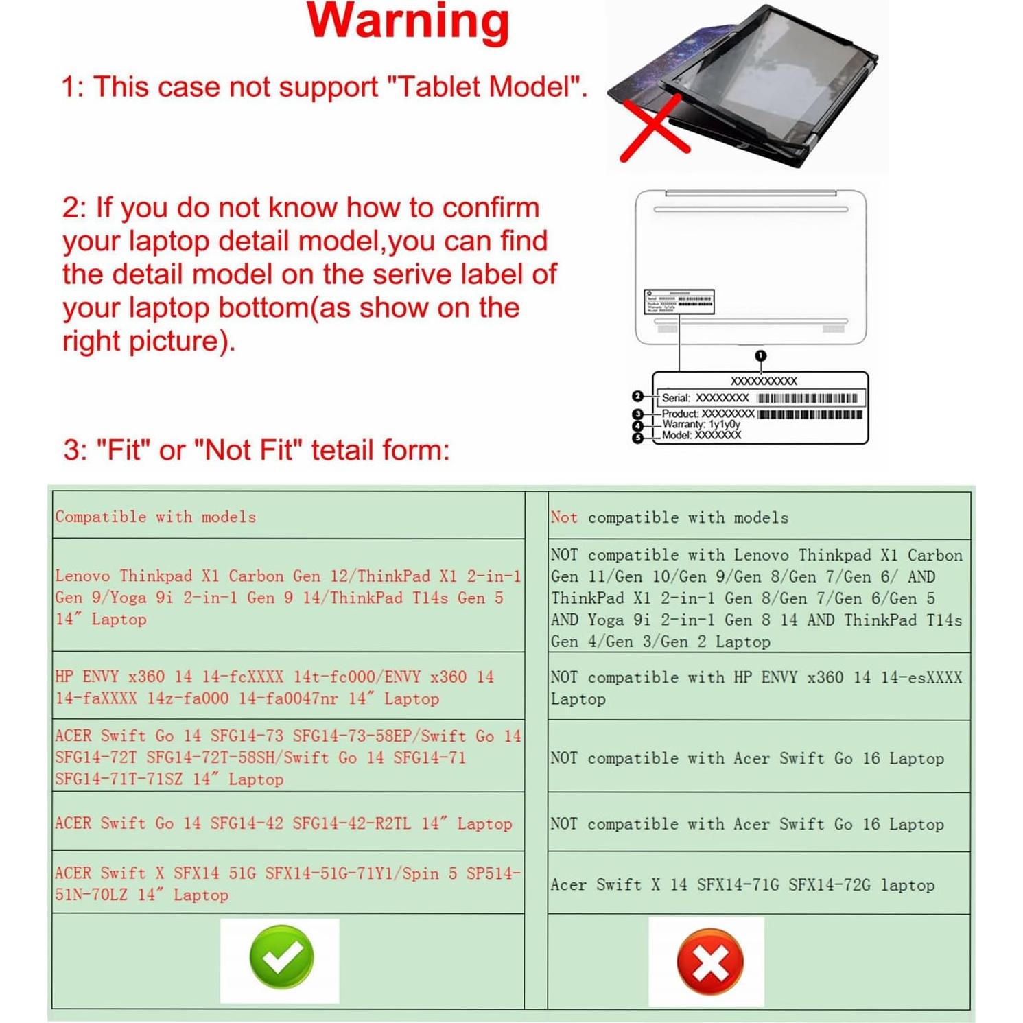 Funda Protectora Alapmk para Lenovo ThinkPad y HP Envy 14"