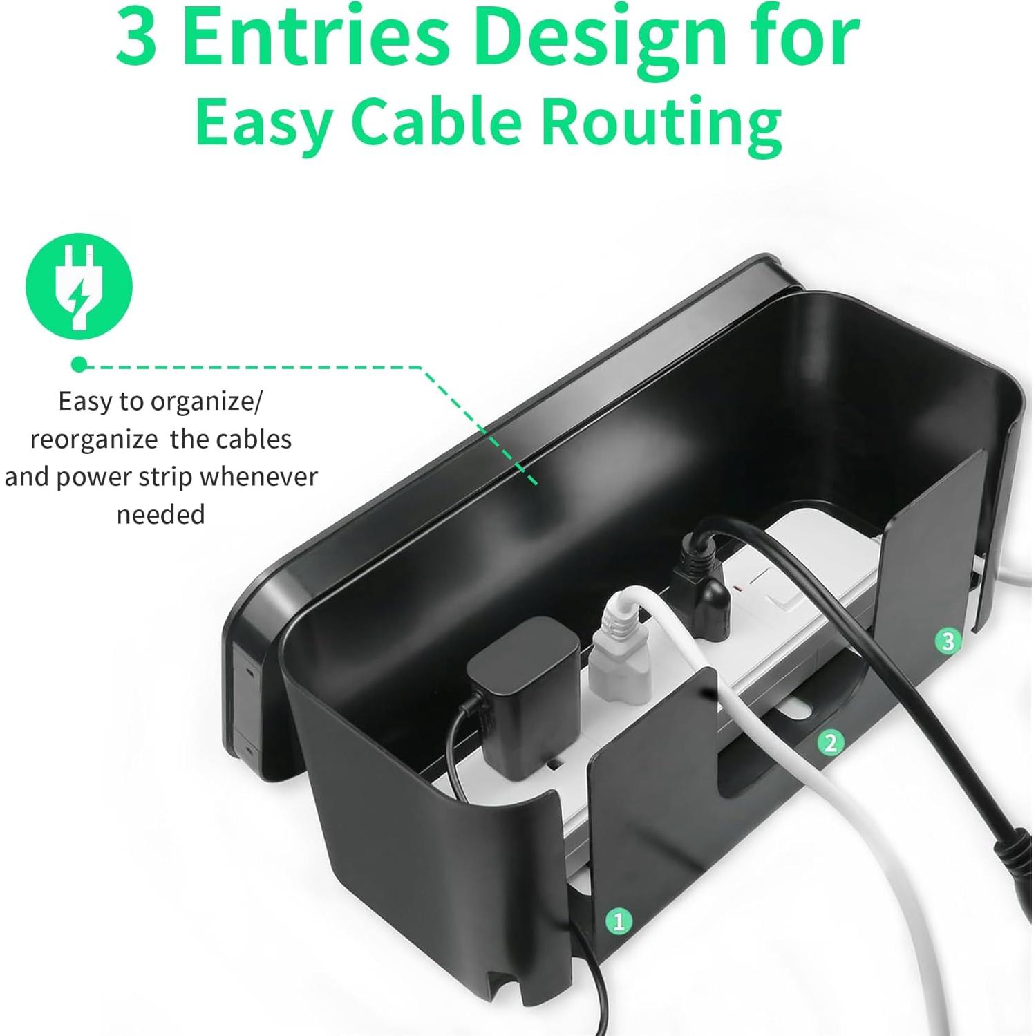 Caja Organizadora de Cables Autonne Grande y Mediana Negra