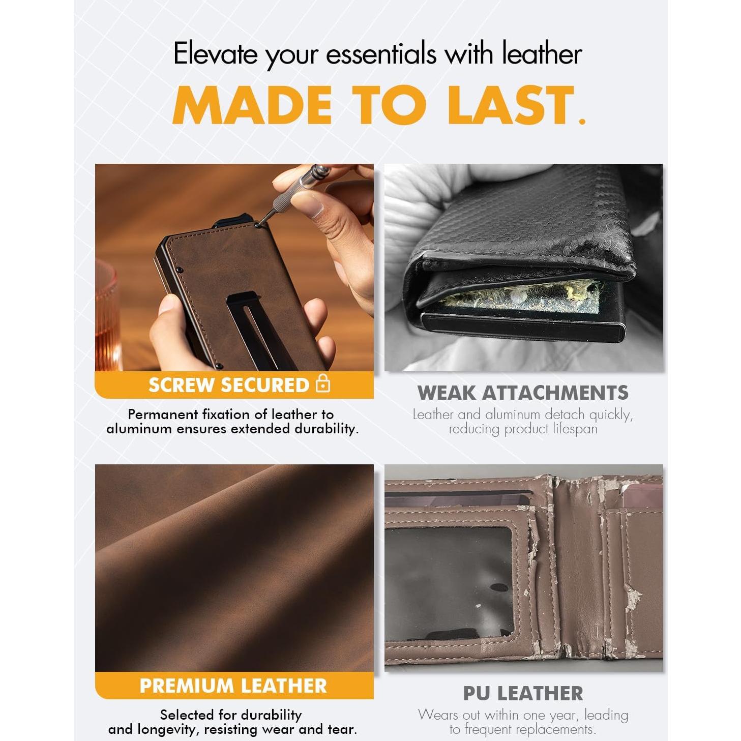 Cartera iwantit para hombres minimalista con bloqueo RFID marrón