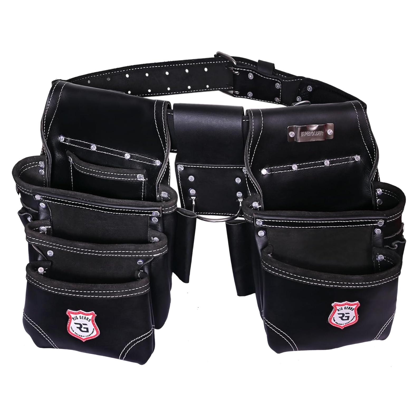 Cinturón de Herramientas de Cuero Rig Gears con 11 Bolsillos