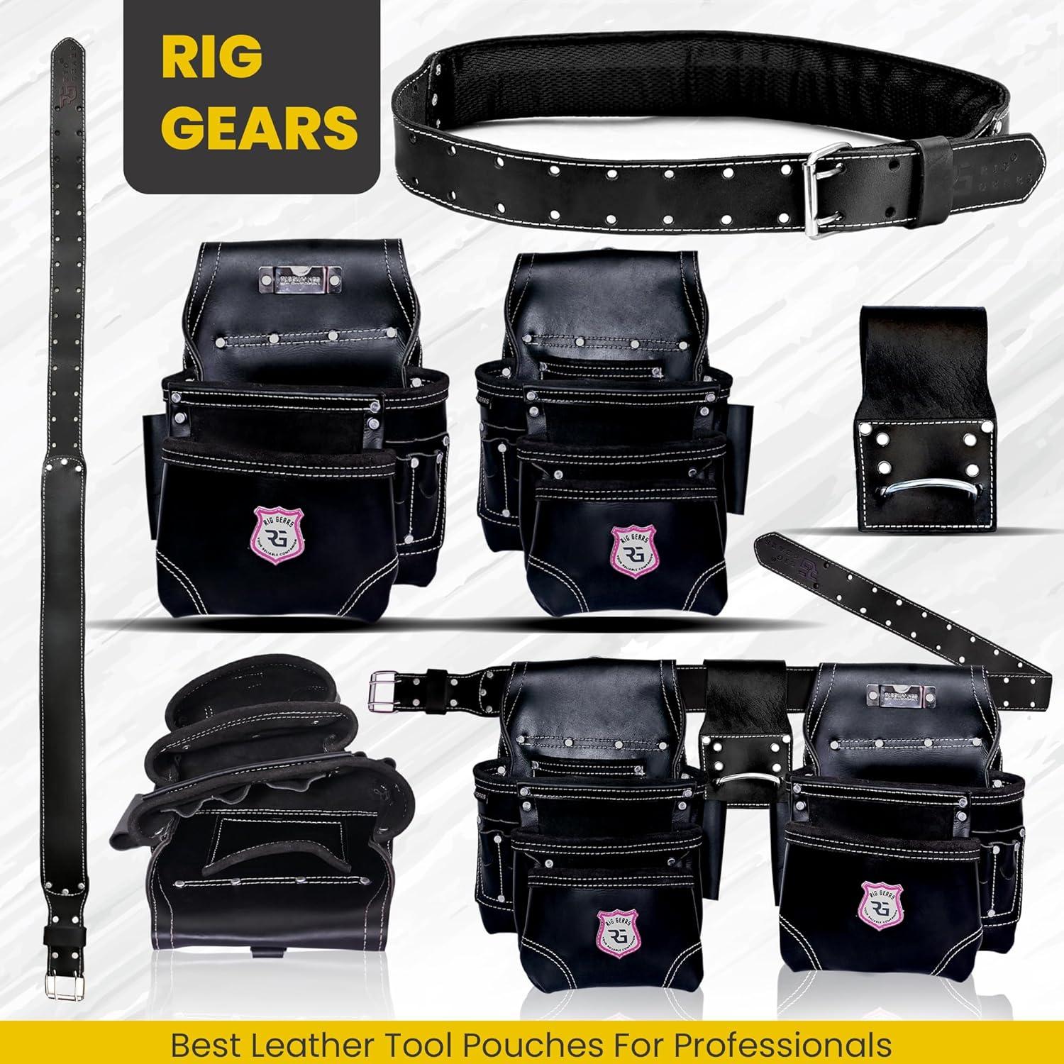 Cinturón de Herramientas de Cuero Rig Gears con 11 Bolsillos
