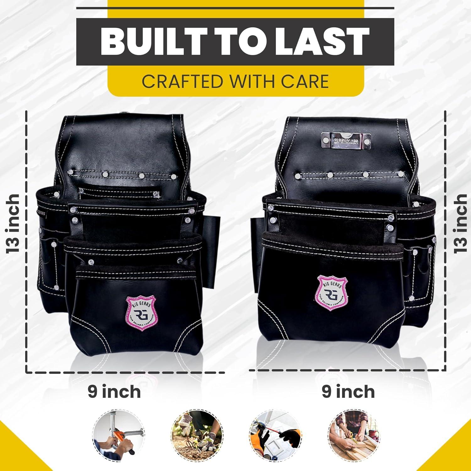 Cinturón de Herramientas de Cuero Rig Gears con 11 Bolsillos