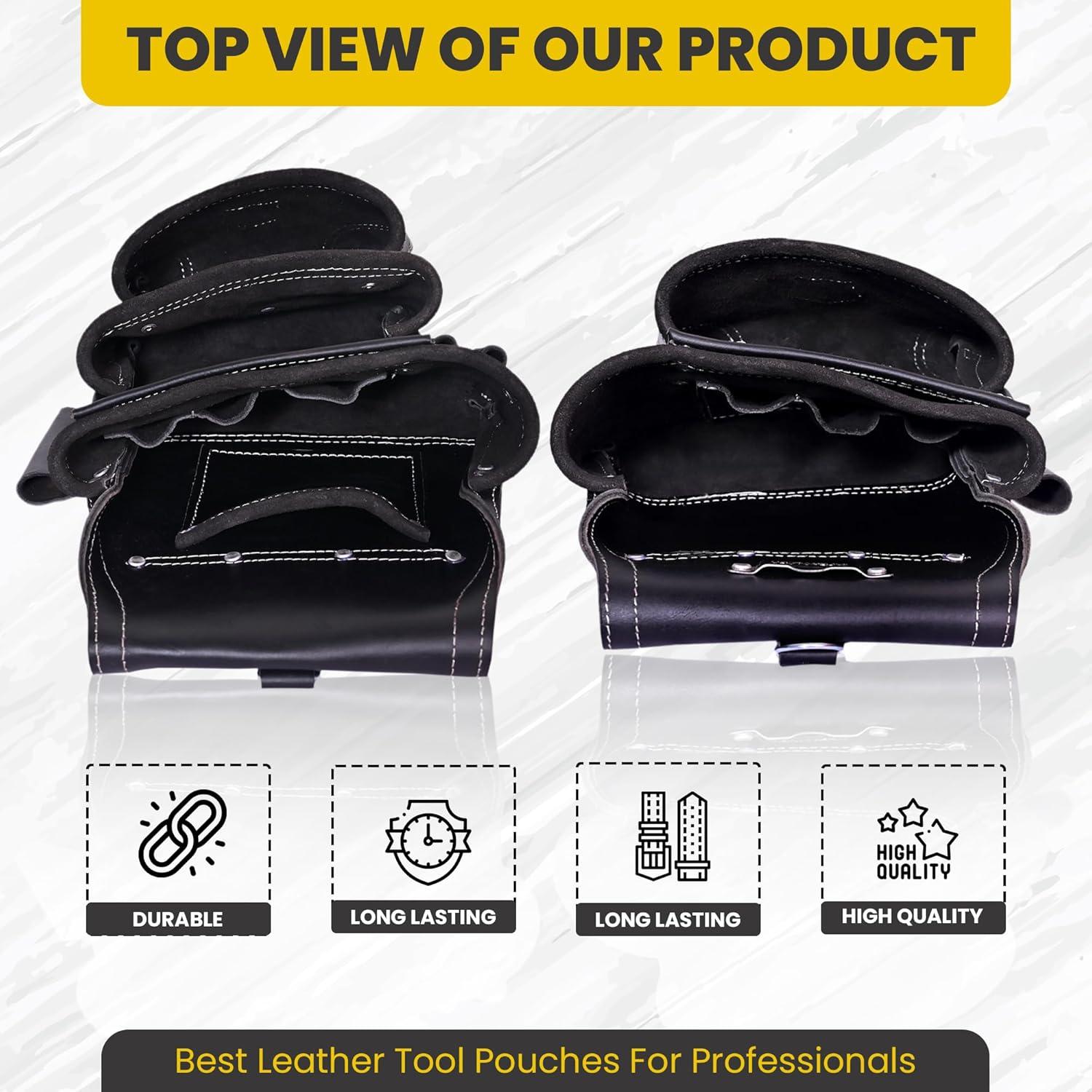 Cinturón de Herramientas de Cuero Rig Gears con 11 Bolsillos