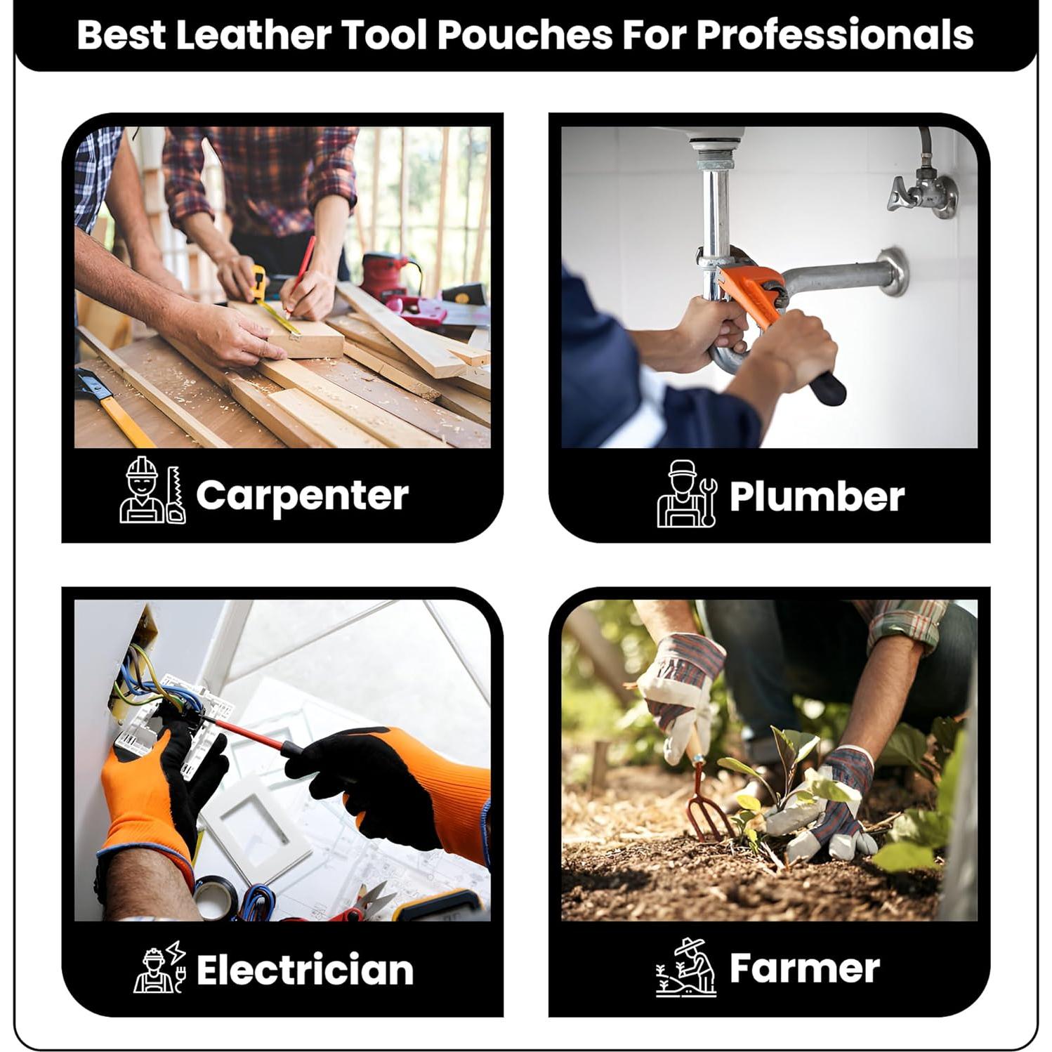 Cinturón de Herramientas de Cuero Rig Gears con 11 Bolsillos