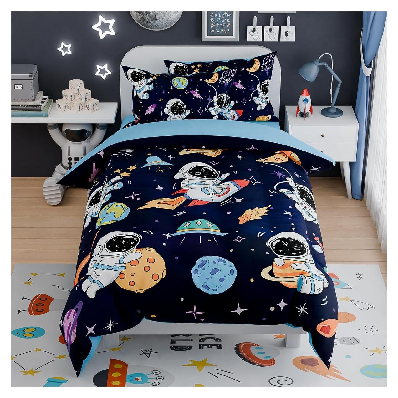 Juego de Ropa de Cama SANDJEST Astronauta 3 Piezas Microfibra