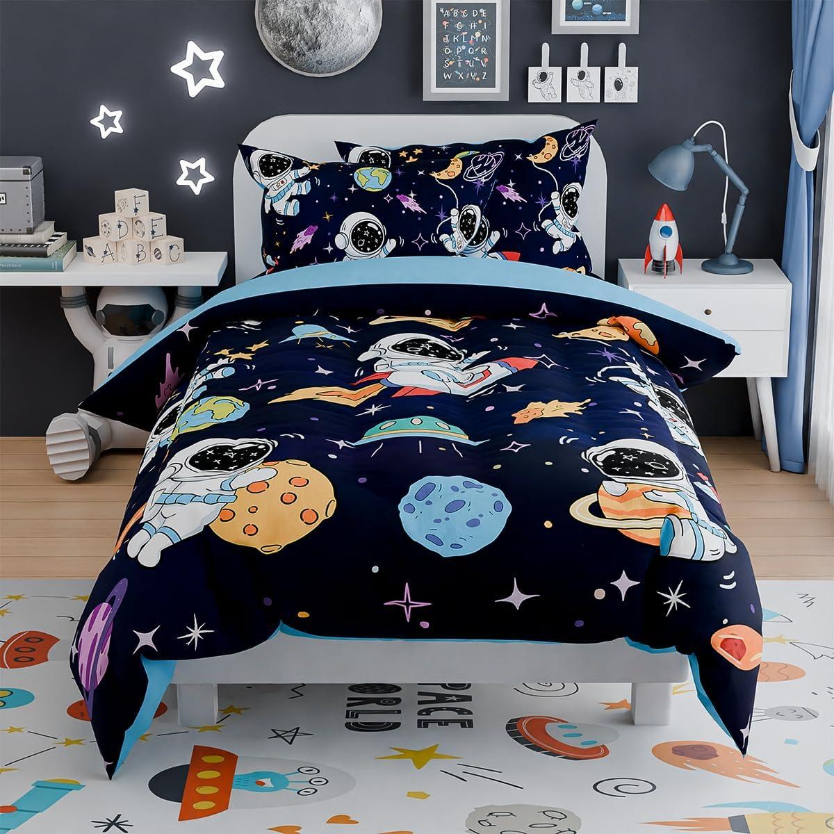 Juego de Ropa de Cama SANDJEST Astronauta 3 Piezas Microfibra