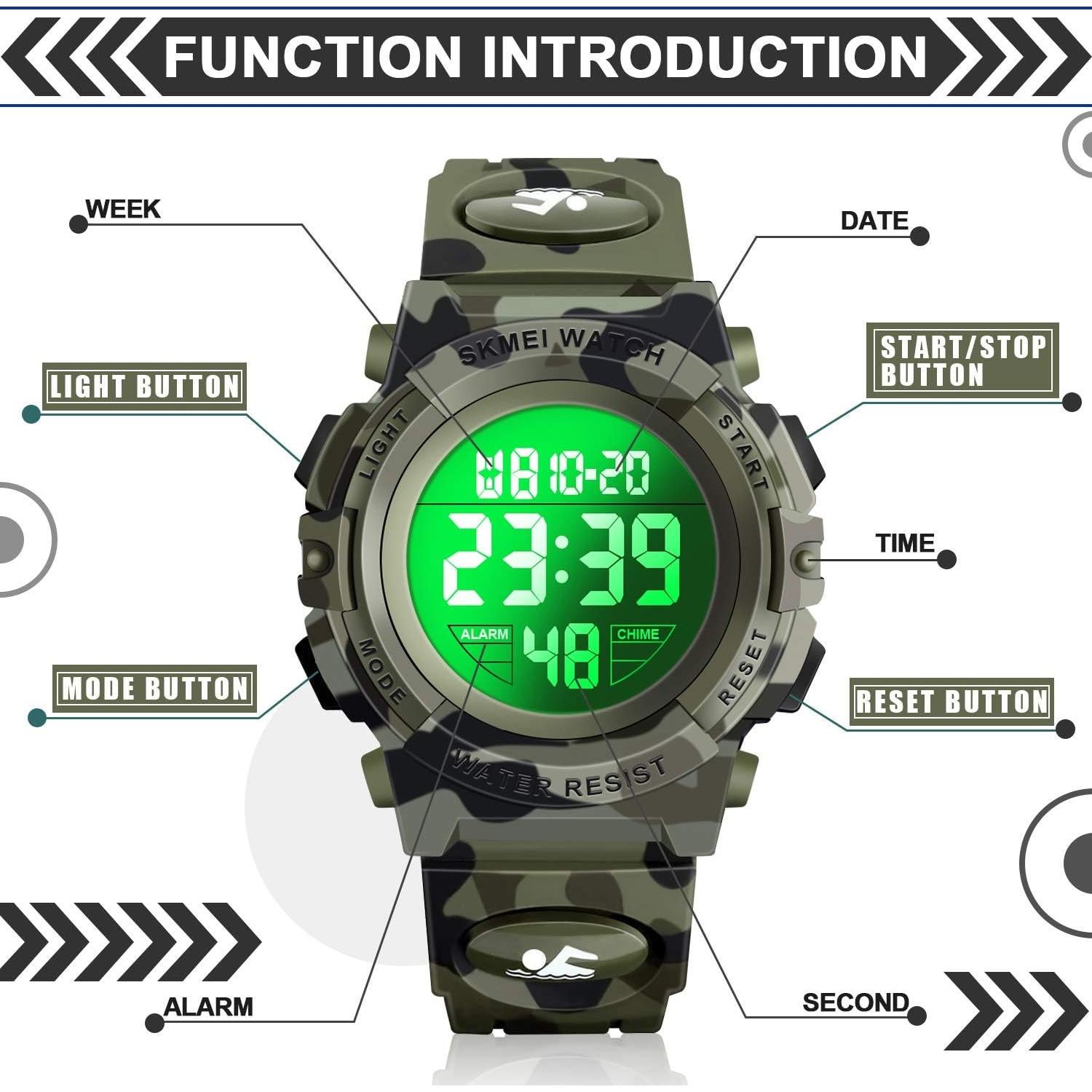 Reloj Digital Impermeable Dodosky para Niños Camuflaje