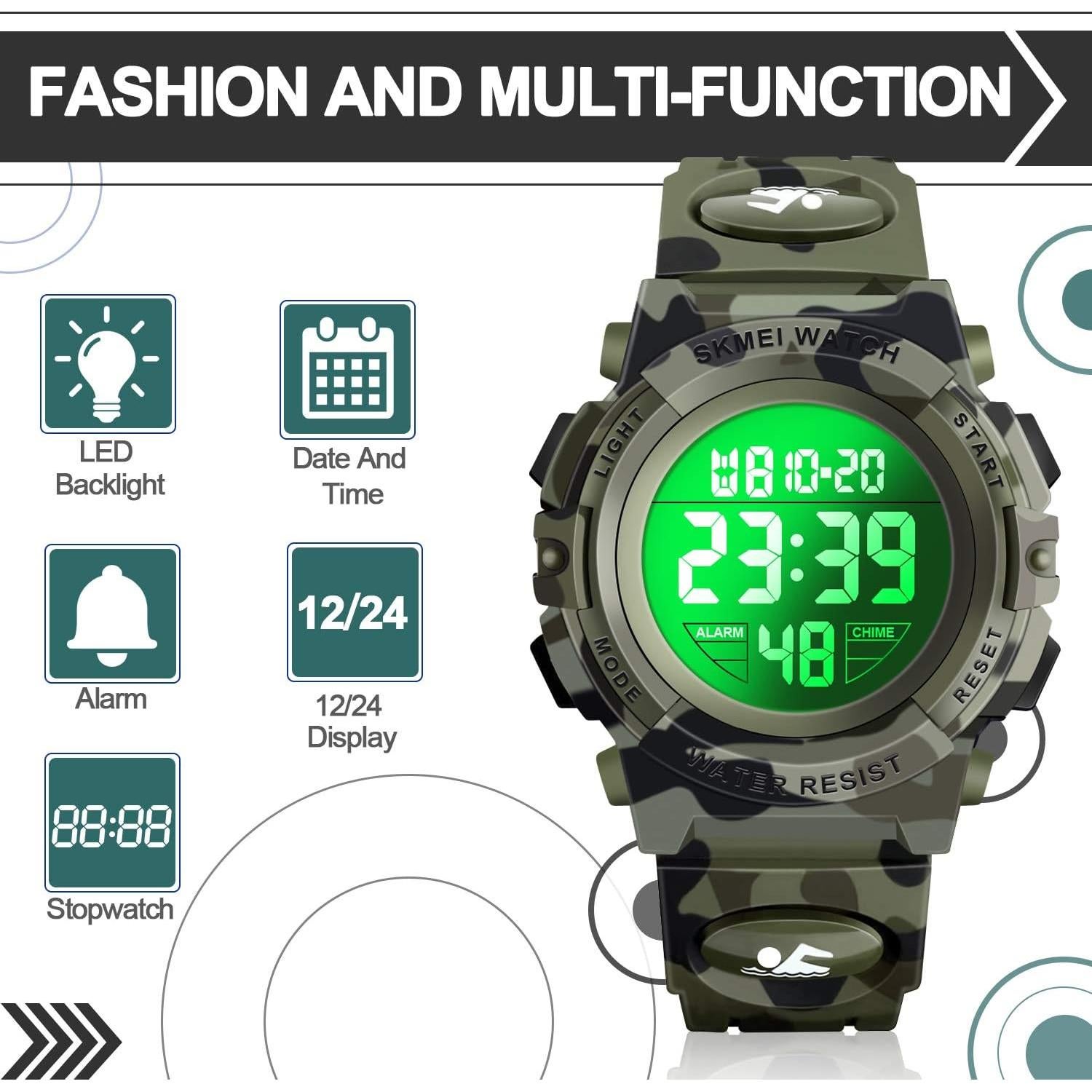 Reloj Digital Impermeable Dodosky para Niños Camuflaje