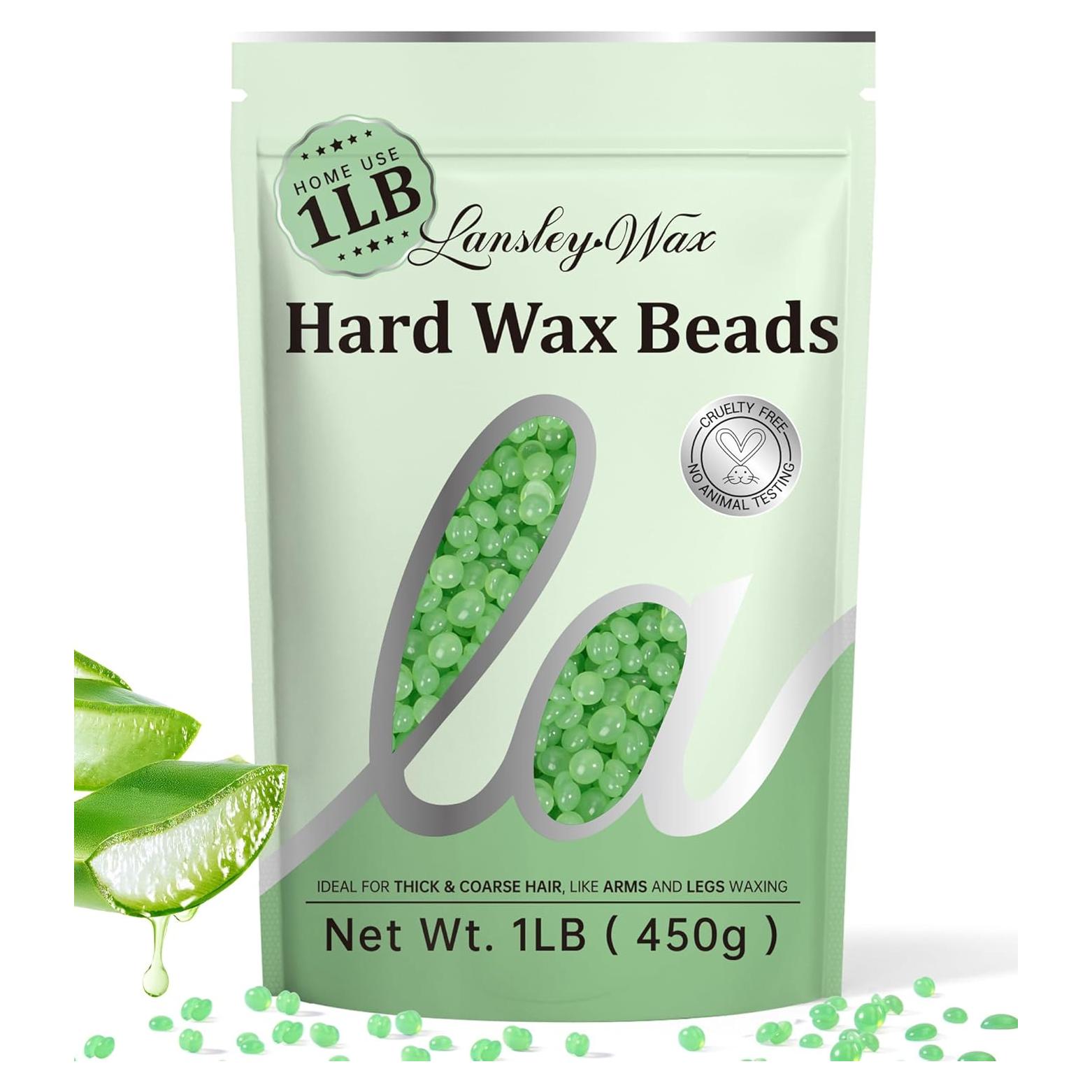 Cera Dura LANSLEYWAX Aloe Vera 1LB para Depilación Corporal