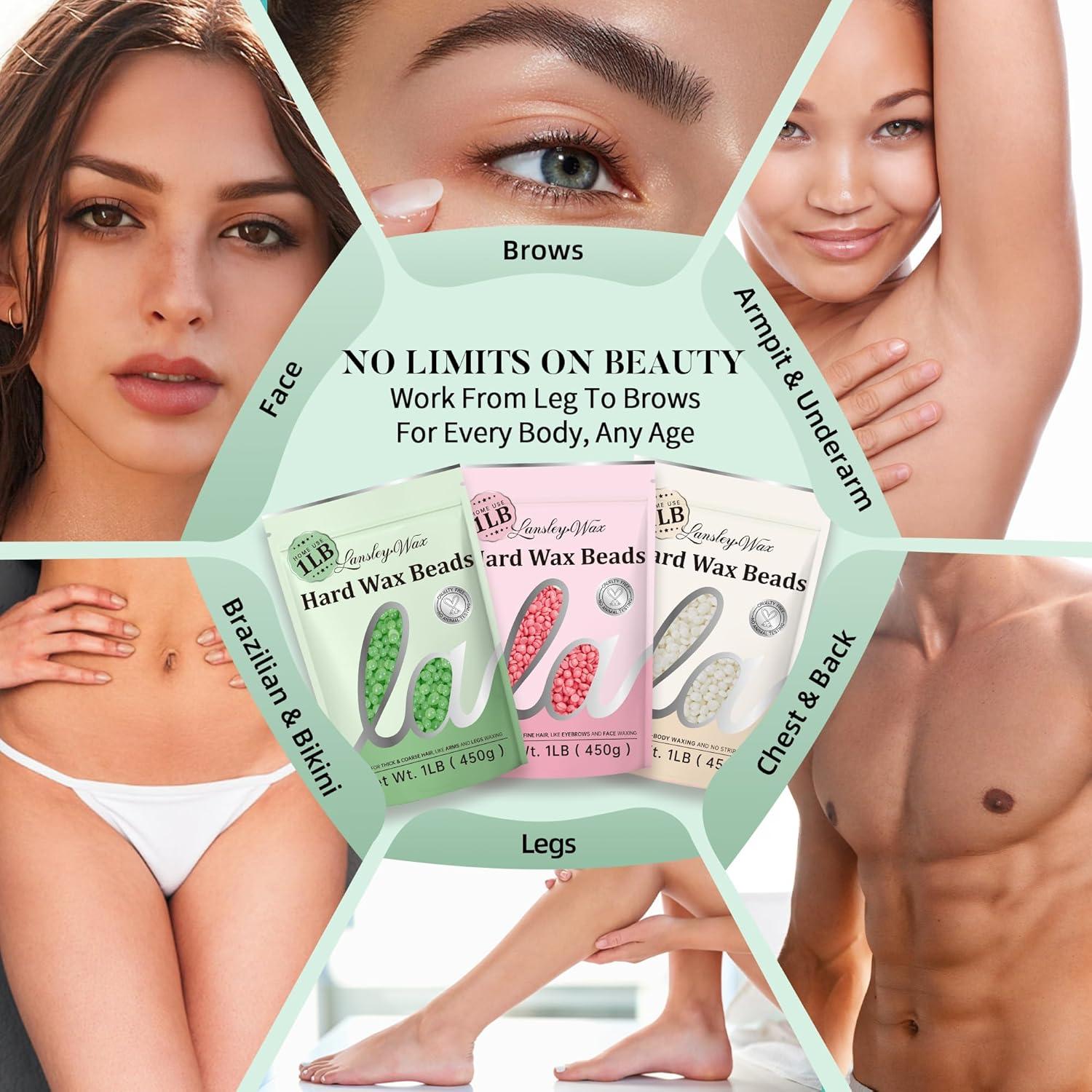 Cera Dura LANSLEYWAX Aloe Vera 1LB para Depilación Corporal