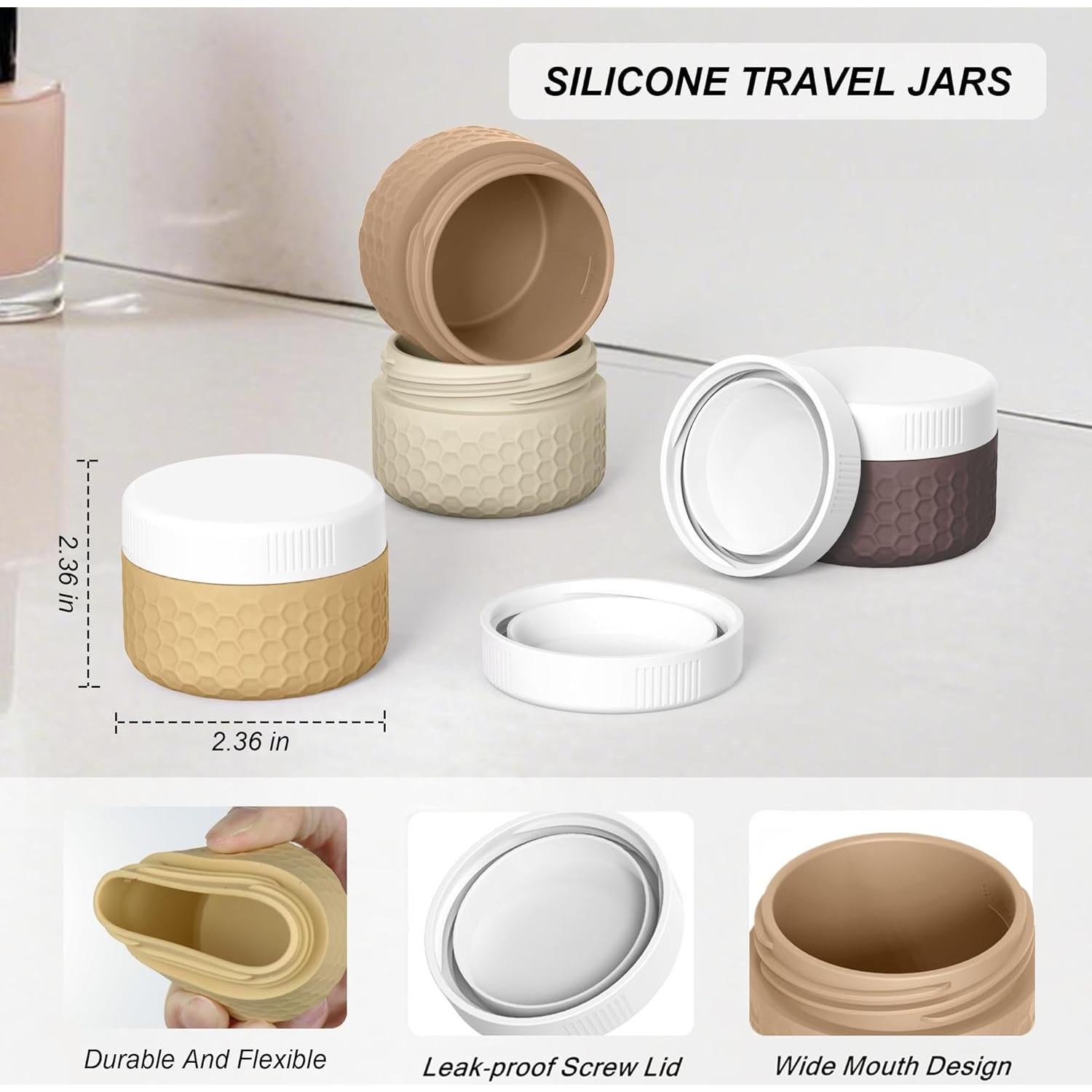 Contenedores de Viaje FEEJOY 1.5 oz Silicona A prueba de Fugas