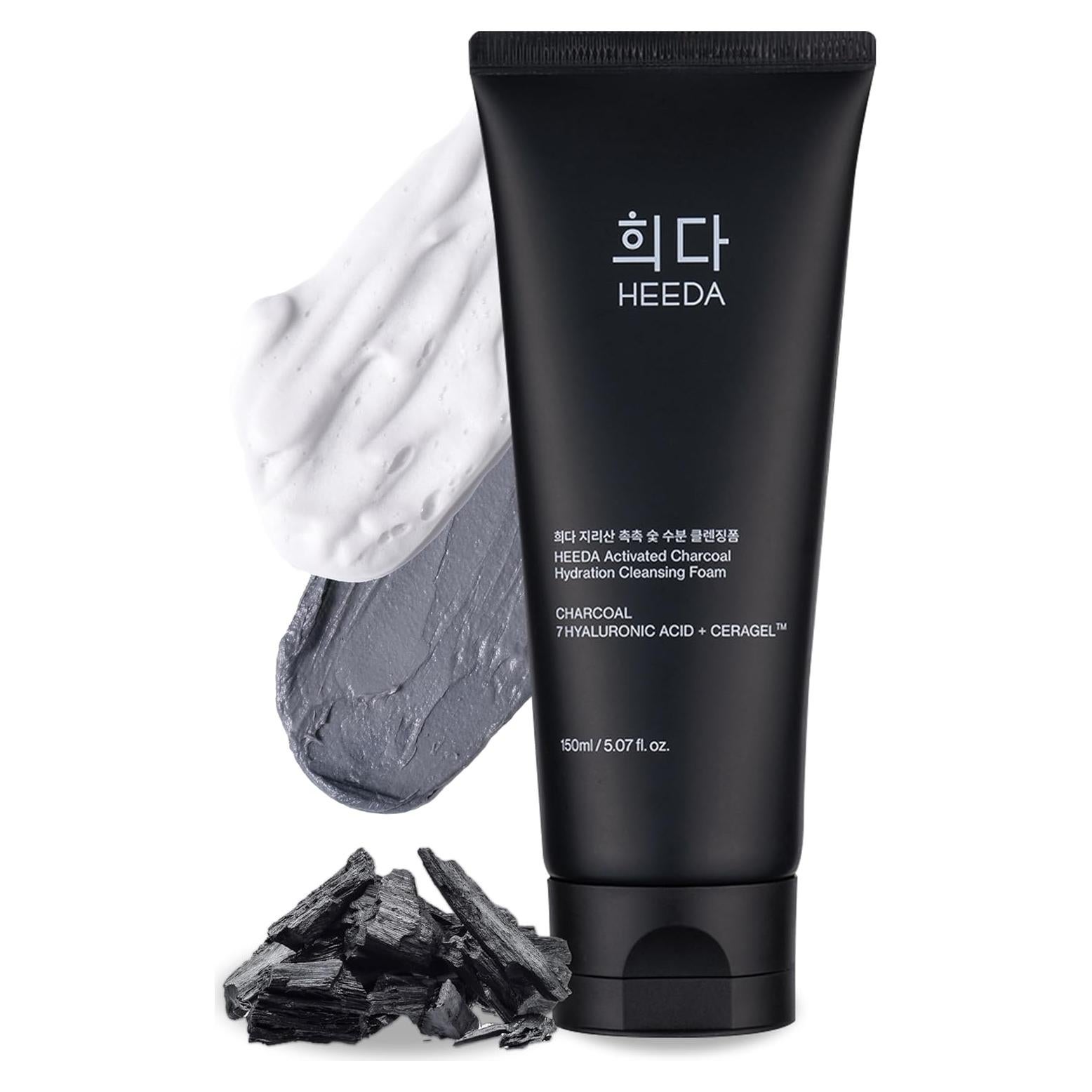 Espuma Limpiadora Facial Heeda 150 ml - Carbón Activado y Ácido Hialurónico