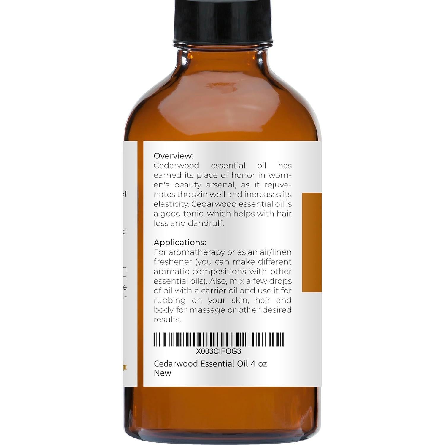 Aceite Esencial de Cedro Velona 118 ml - 100% Puro y Natural