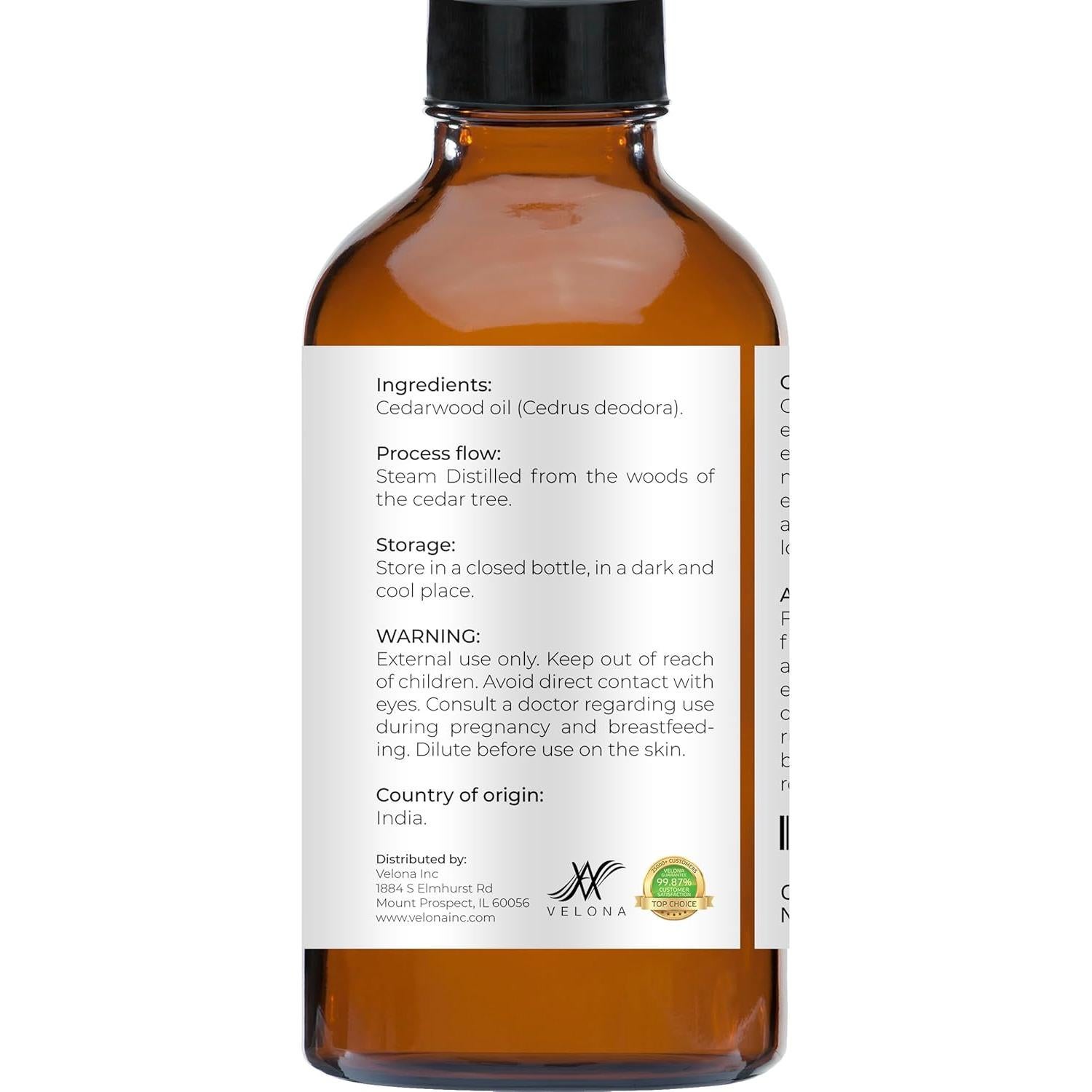 Aceite Esencial de Cedro Velona 118 ml - 100% Puro y Natural