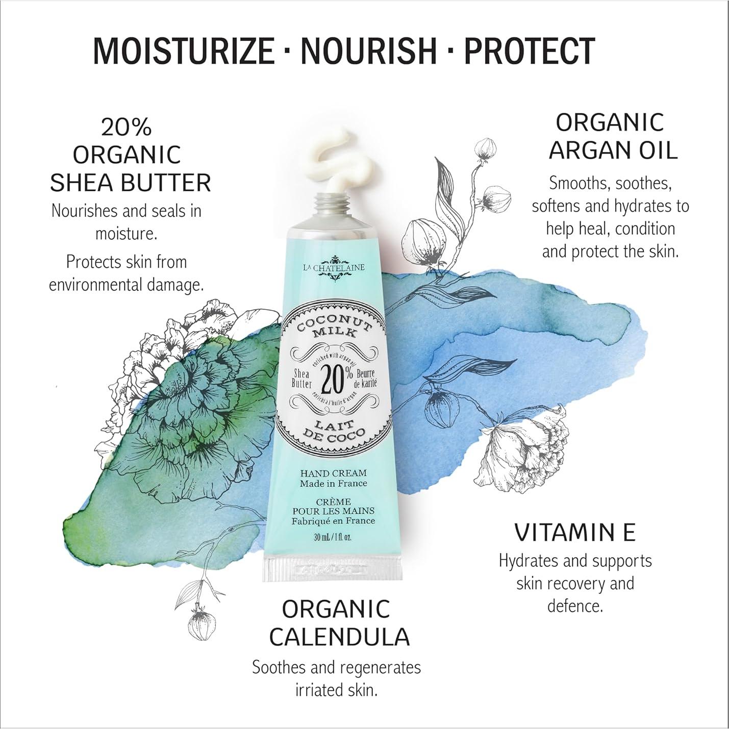 Crema de Manos La Chatelaine 20% Manteca de Karité 30ml Leche de Coco