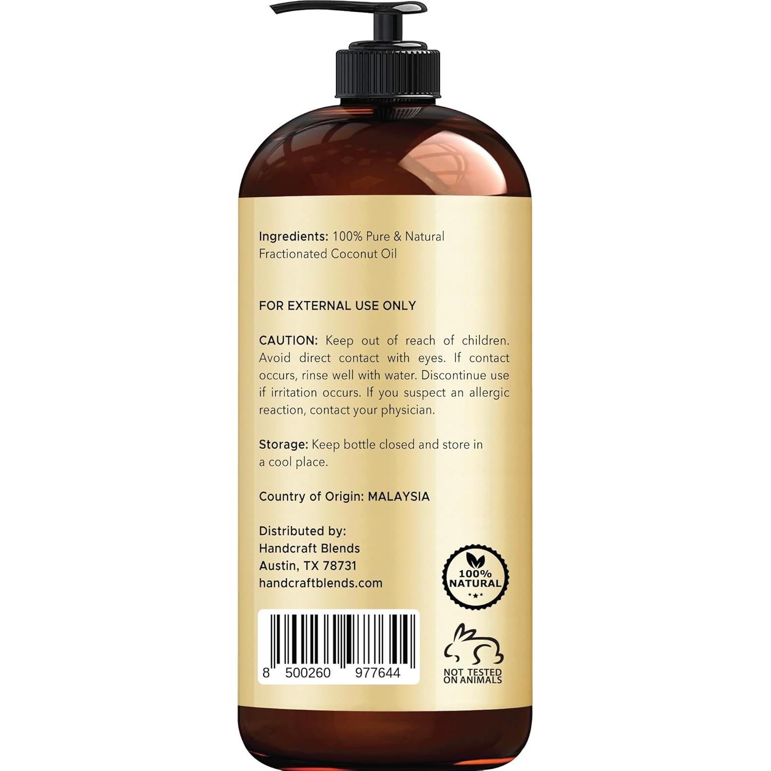 Aceite de Coco Fraccionado Handcraft Blends 473 ml - 100% Puro