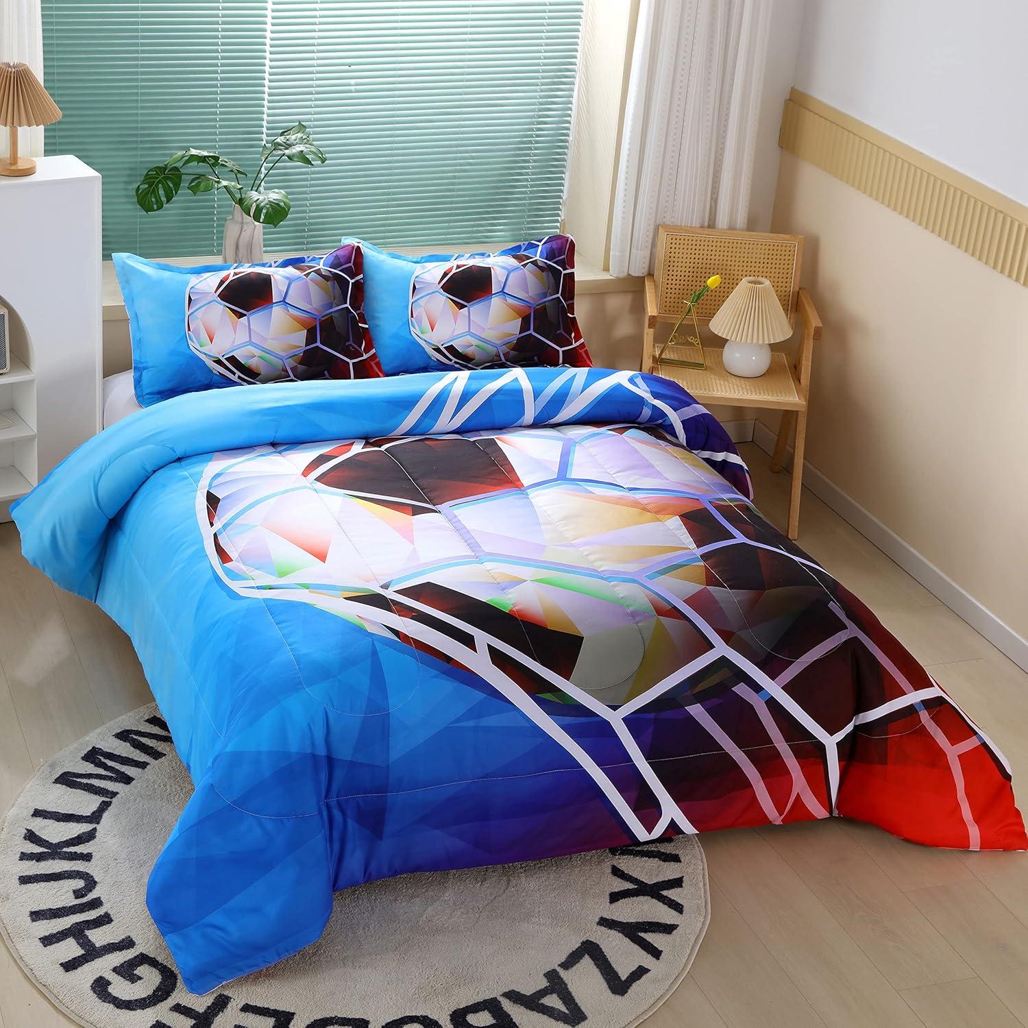 Juego de Edredón Individual Suncloris Fútbol 3D 3 Piezas