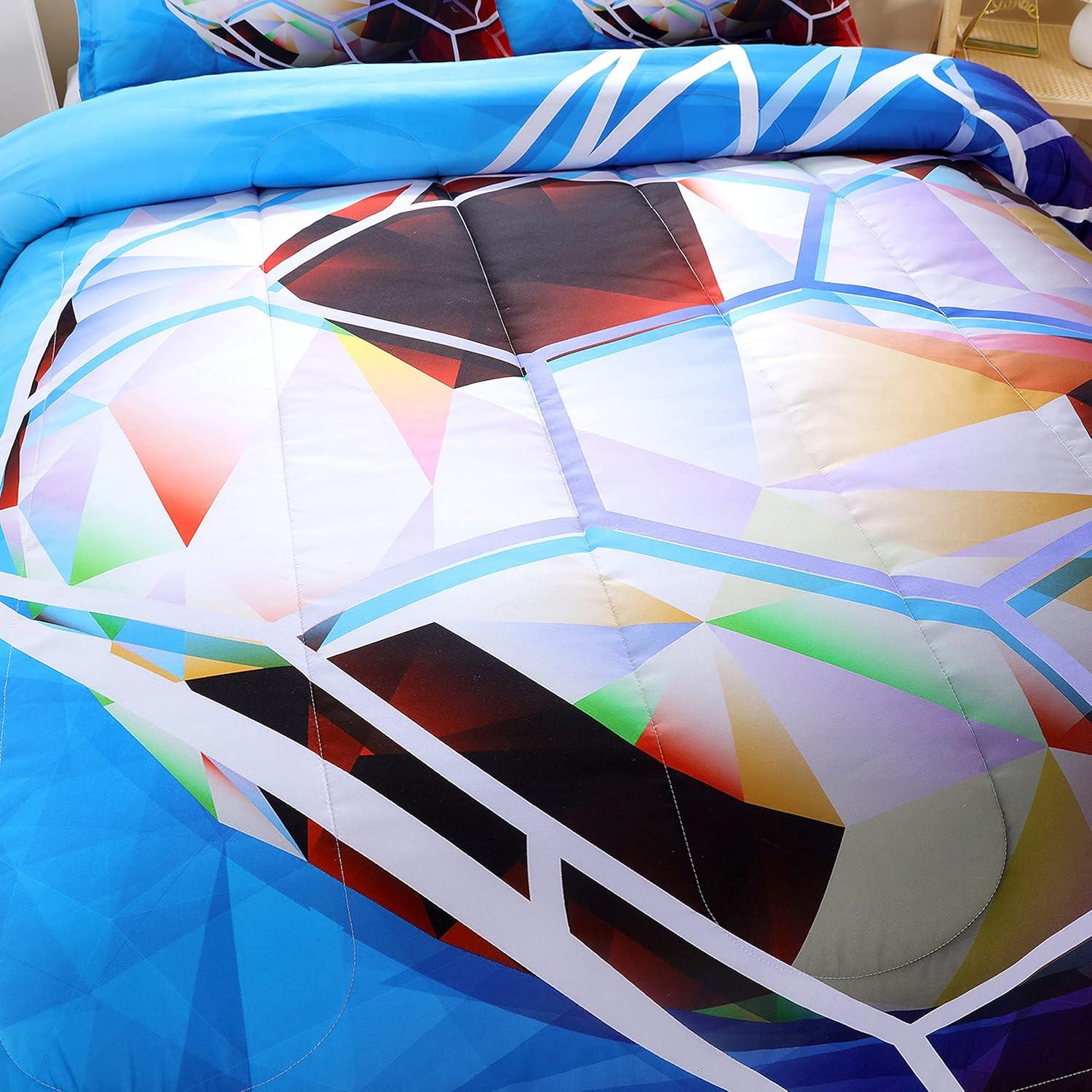 Juego de Edredón Individual Suncloris Fútbol 3D 3 Piezas