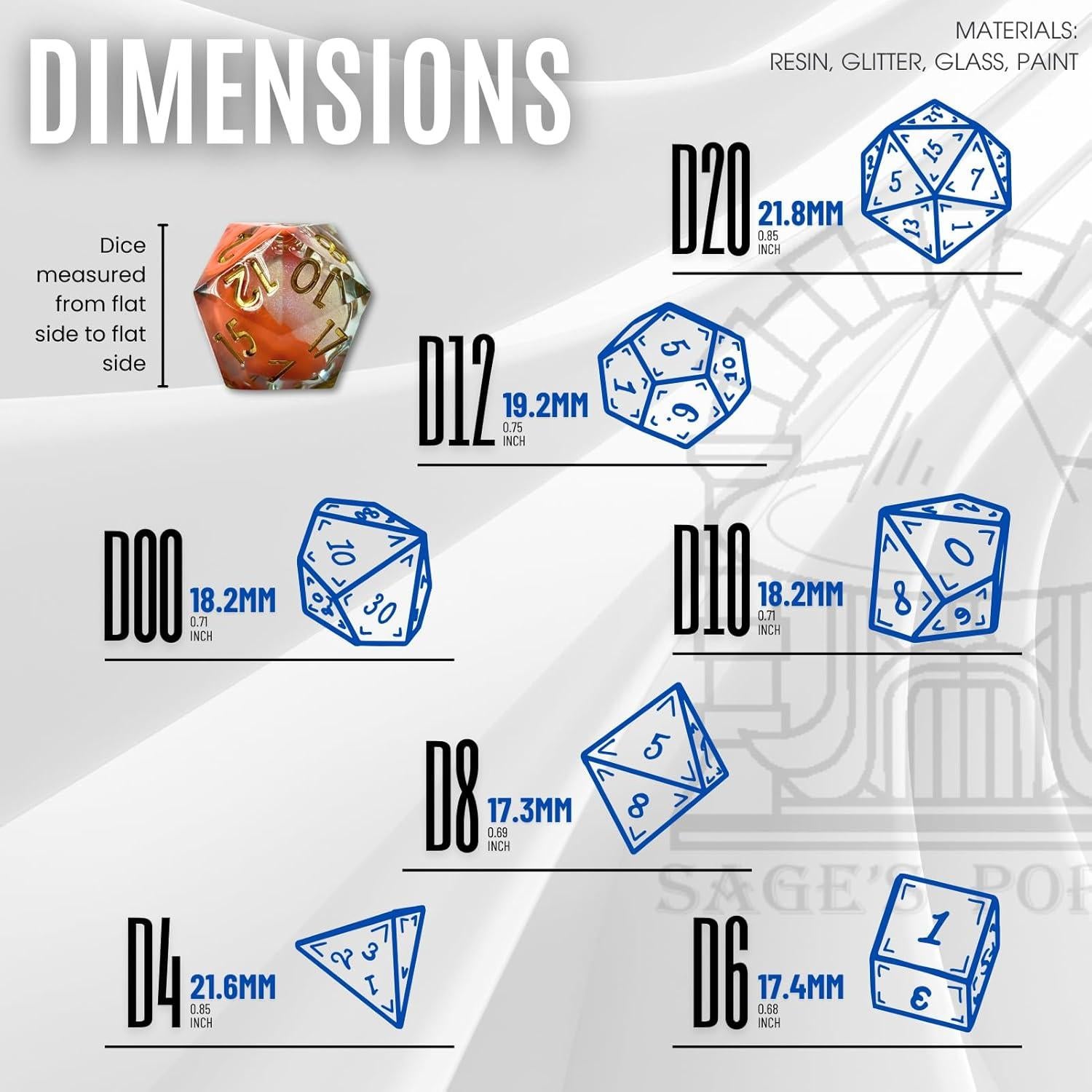 Dados Poliedricos de Resina Almas de Sage 7 Piezas Ectoplasma