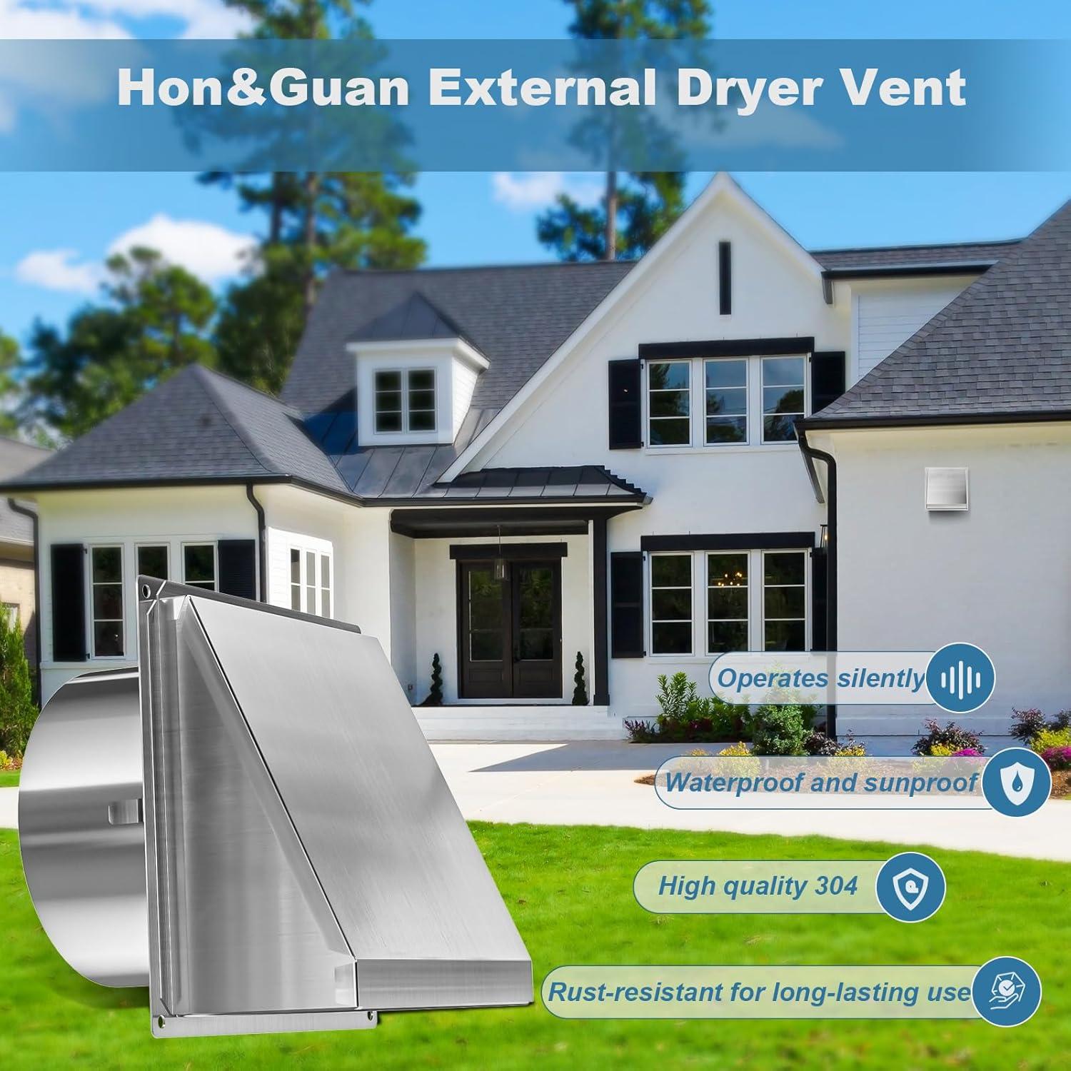 Cubierta de Ventilación para Secadora Hon&Guan 4 Pulgadas Acero Inoxidable