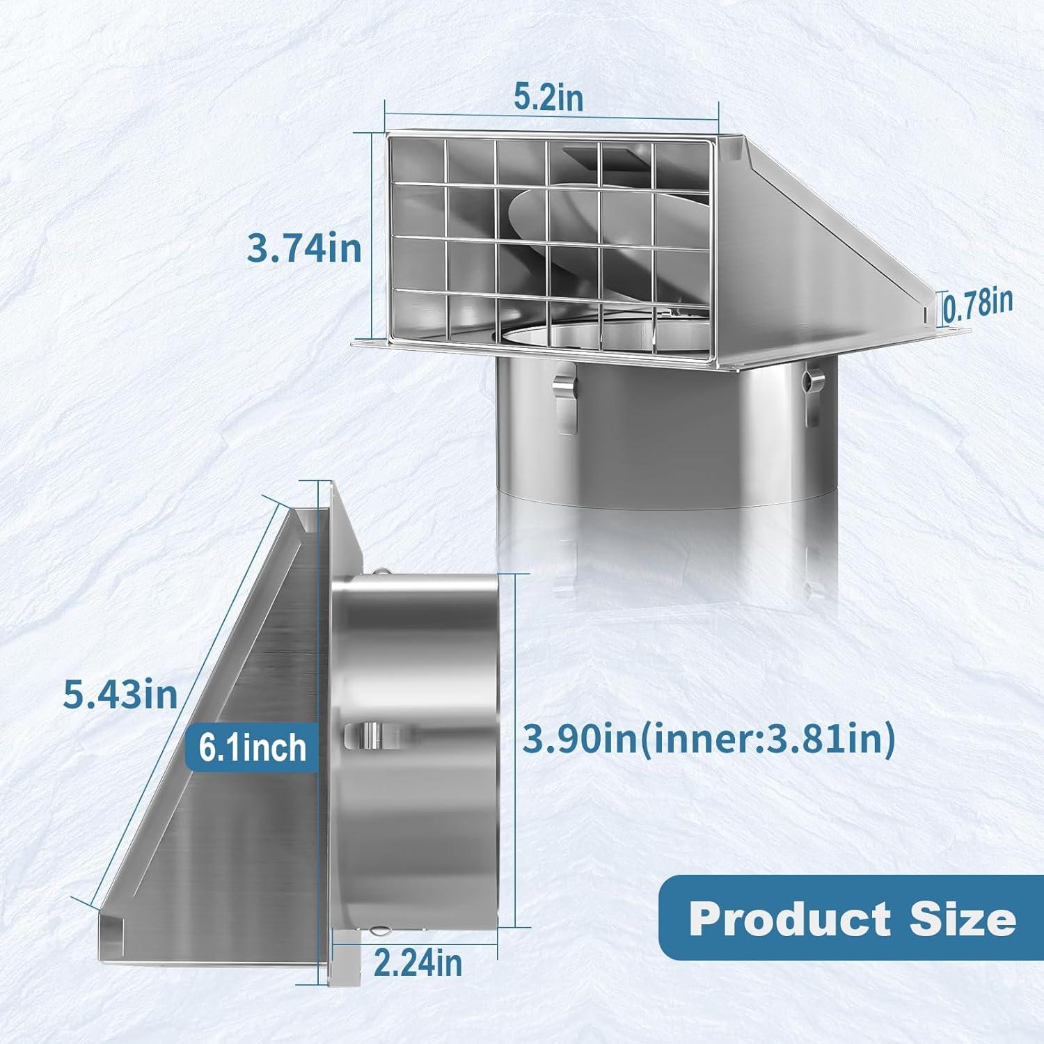 Cubierta de Ventilación para Secadora Hon&Guan 4 Pulgadas Acero Inoxidable