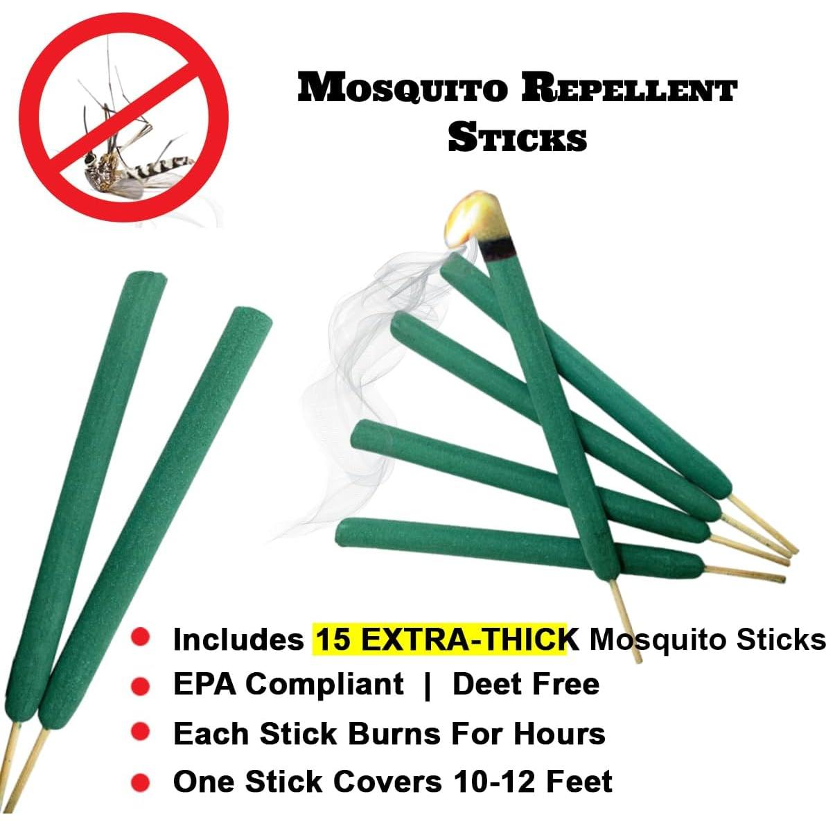 Palos Repelentes de Mosquitos W4W - Paquete de 3 Extra Gruesos