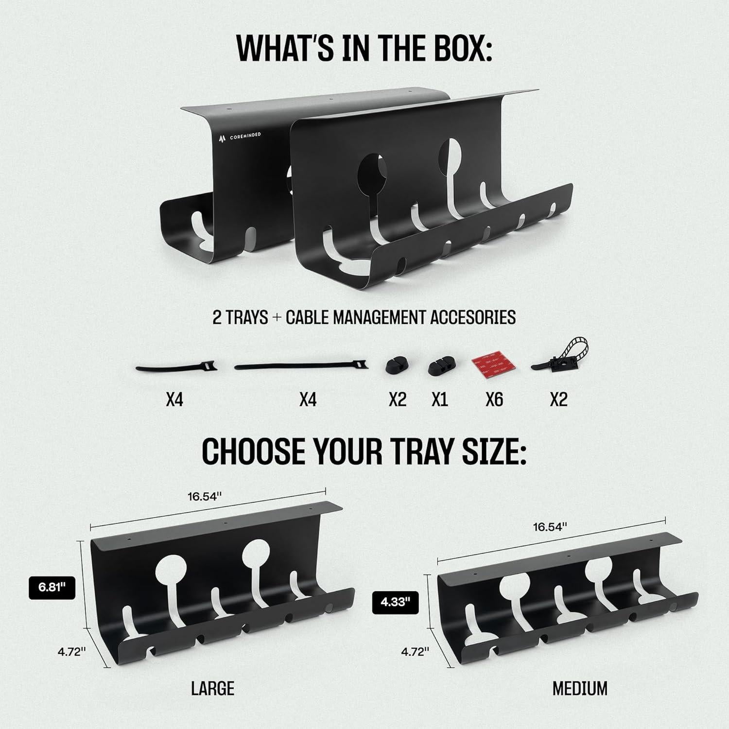 Bandeja de Cable COREMINDED Mediana - Organizador 2 Paquetes
