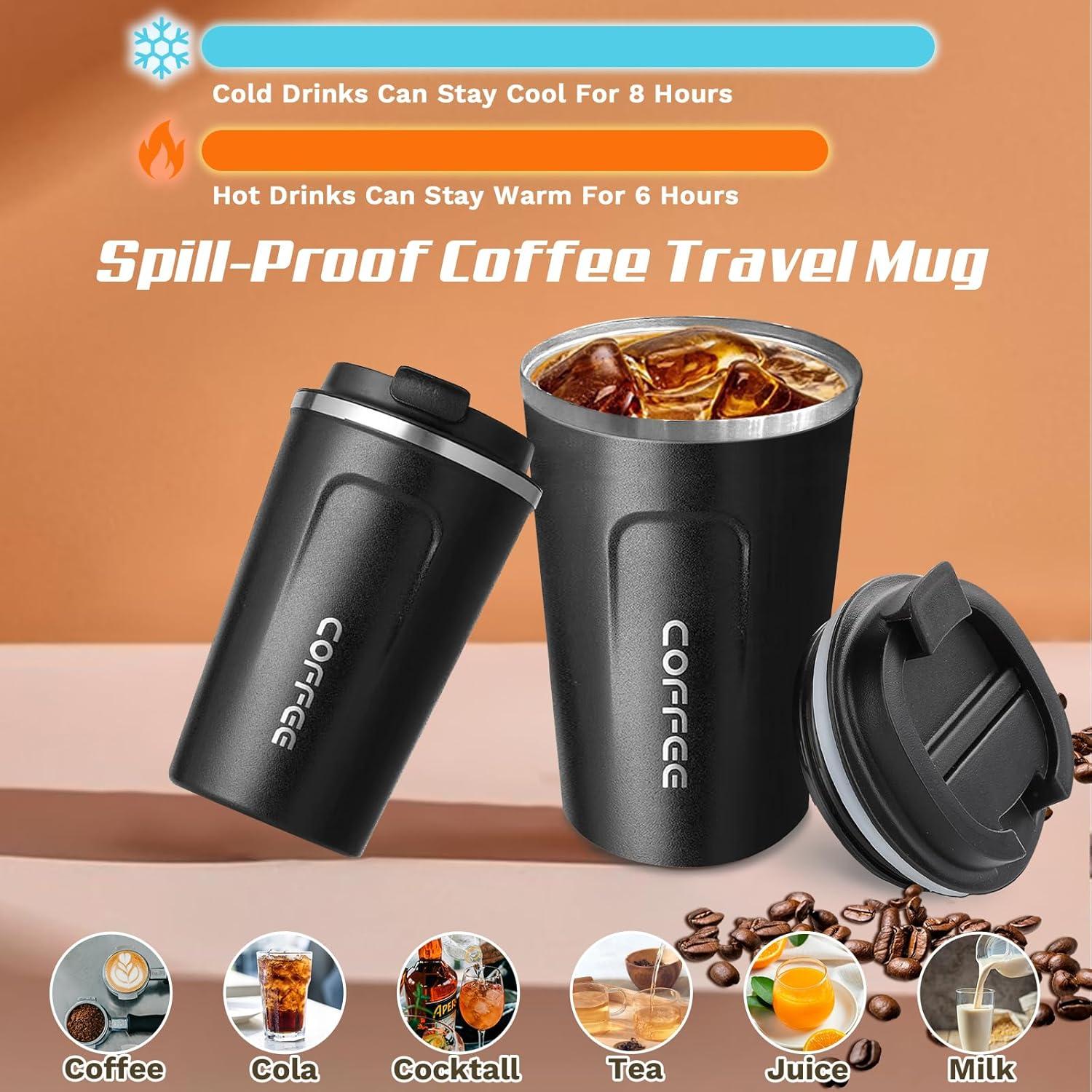 Taza de viaje SPLMIFA 380ml acero inoxidable a prueba de fugas