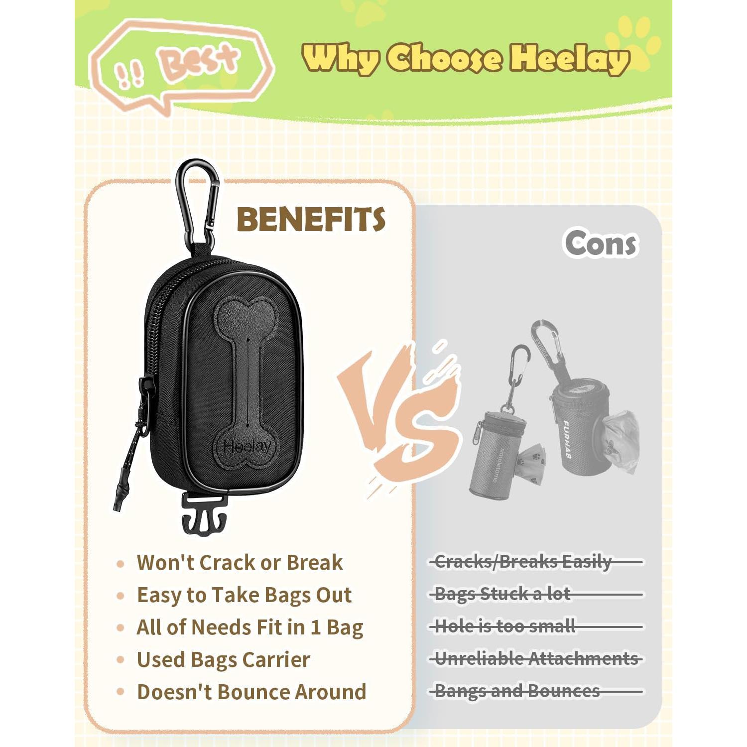 Dispensador de bolsas de excremento para perro Heelay negro