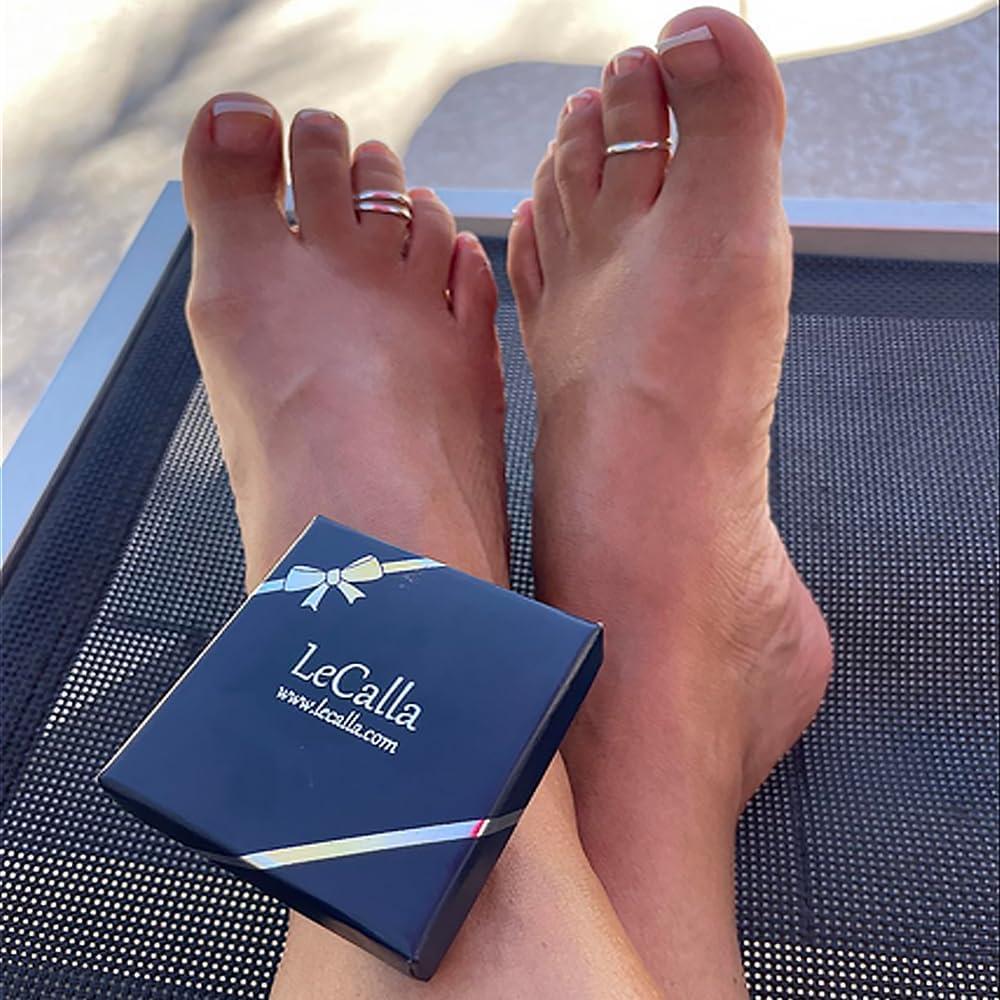 Anillo de Dedo Minimalista LeCalla 925 Plata Esterlina 2 Piezas