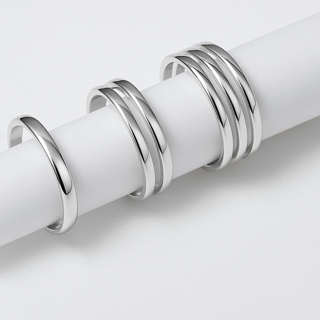 Anillo de Dedo Minimalista LeCalla 925 Plata Esterlina 2 Piezas