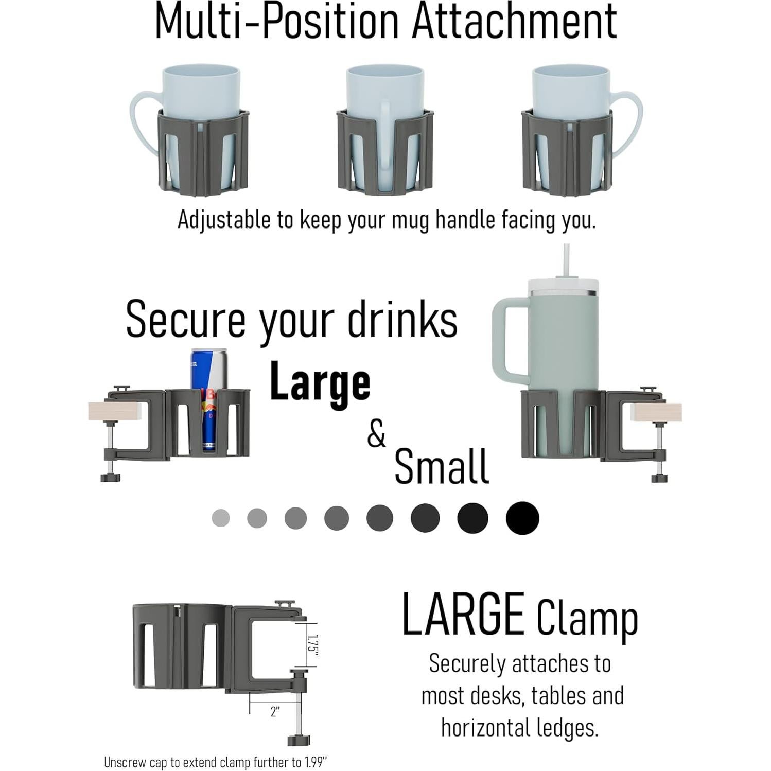 Soporte de Taza Grande Cup-Holster Negro para Escritorio